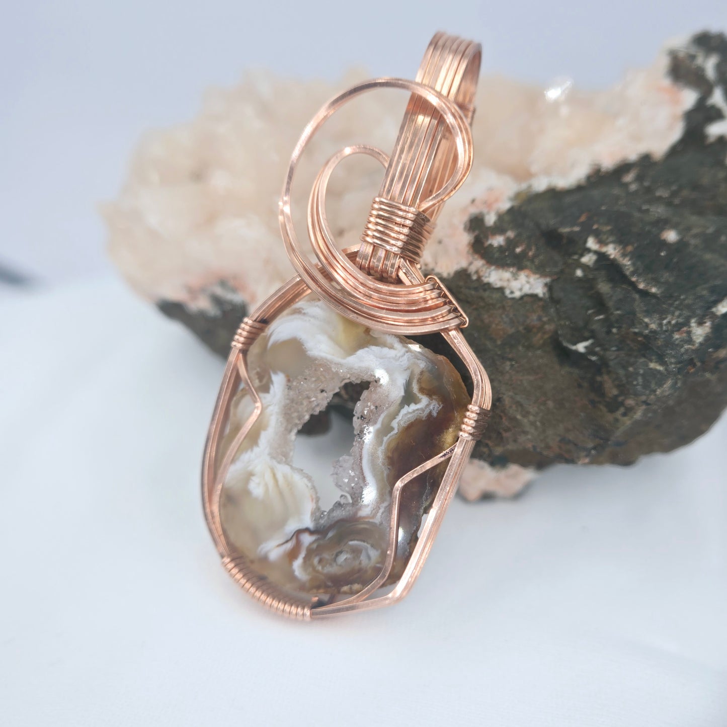 Oco Geode Slice Wrapped In Coppper