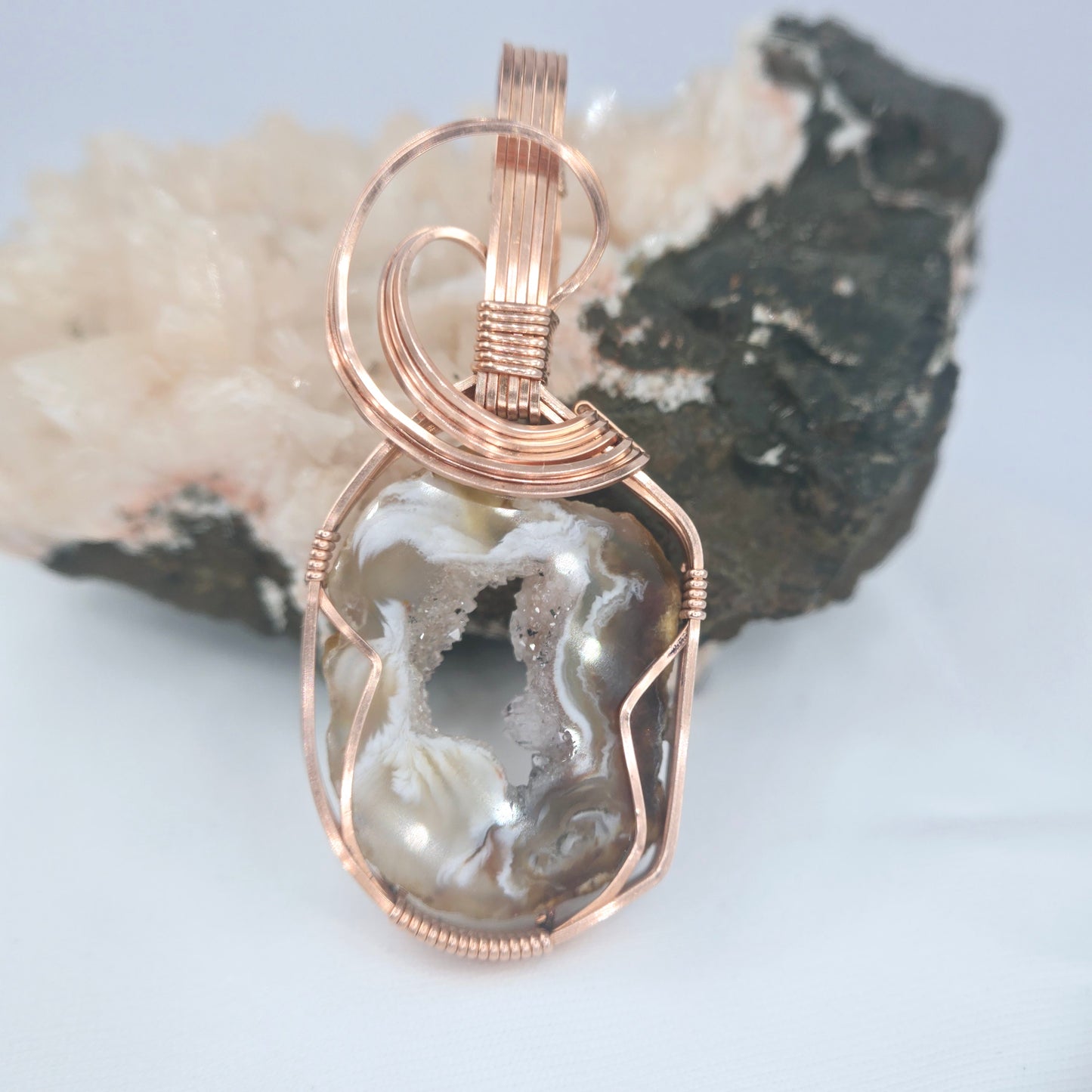 Oco Geode Slice Wrapped In Coppper