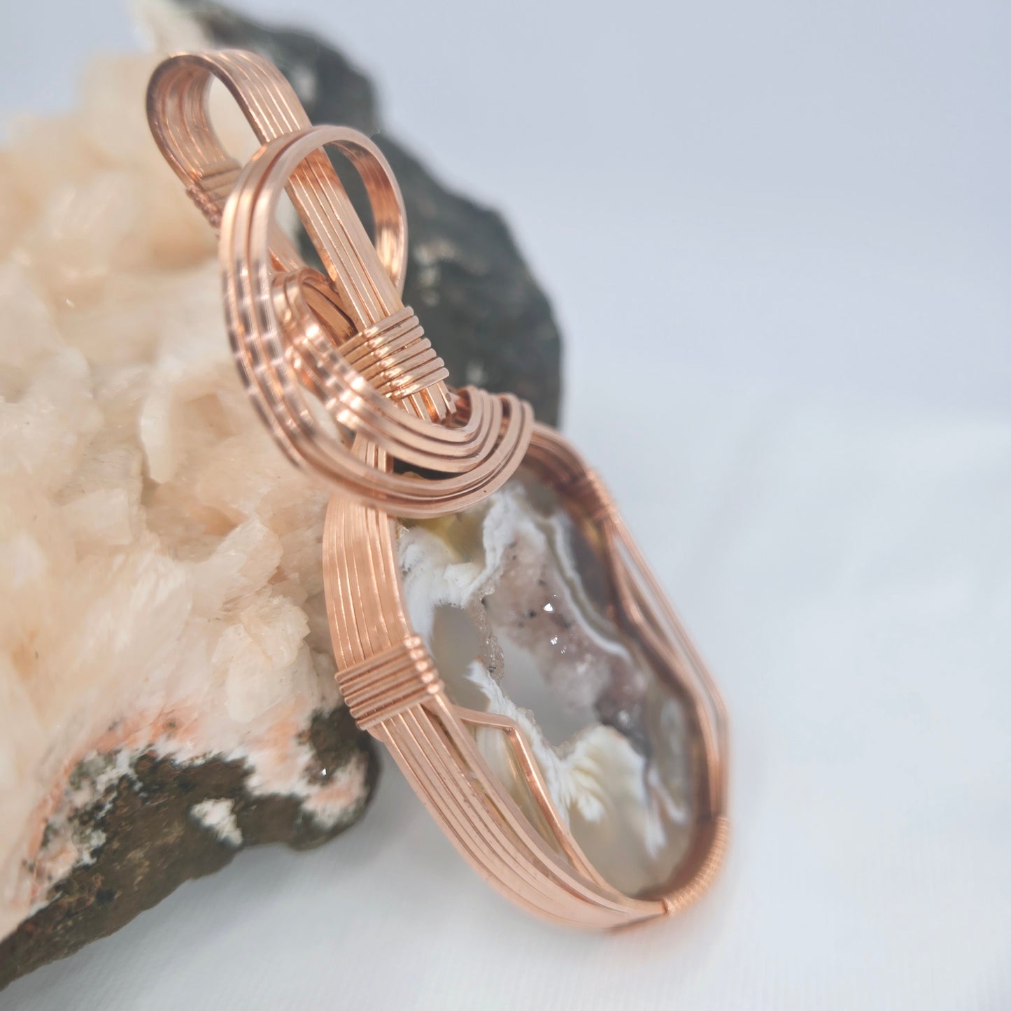 Oco Geode Slice Wrapped In Coppper