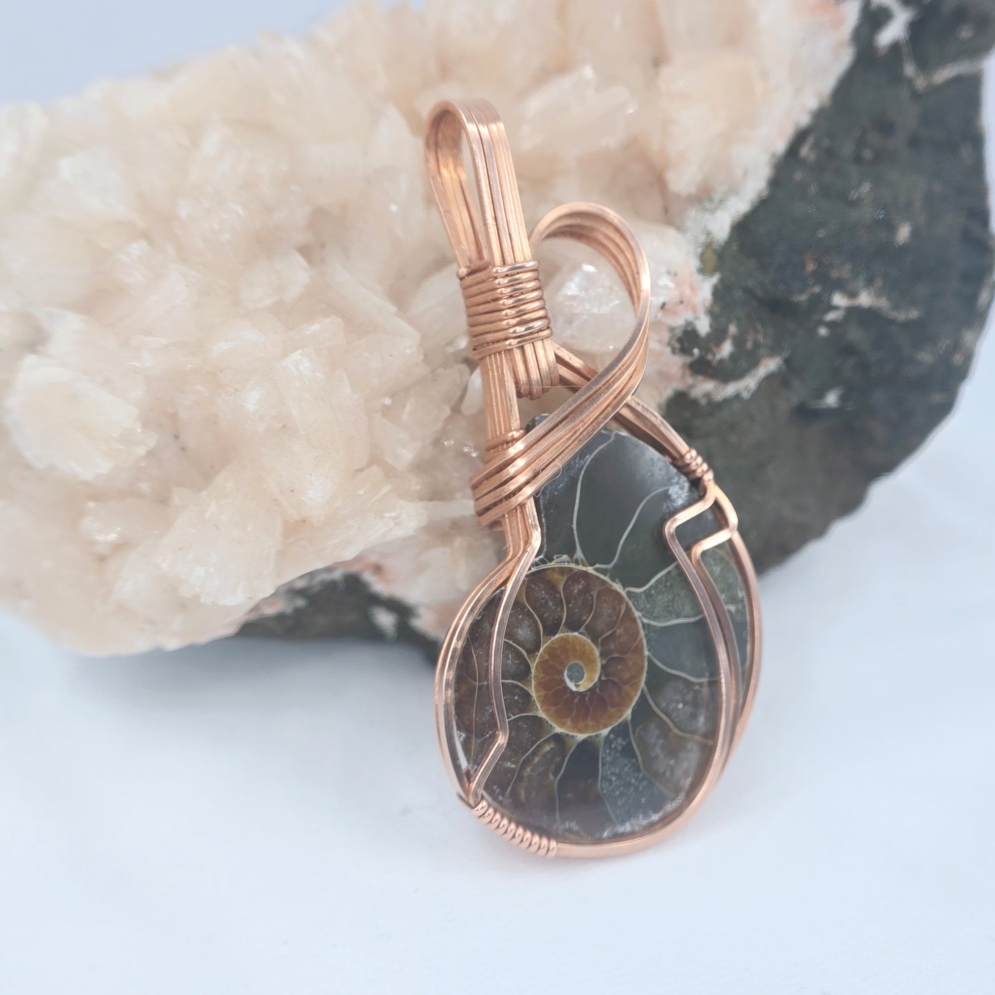 Ammonite Fossil Wrapped In Copper