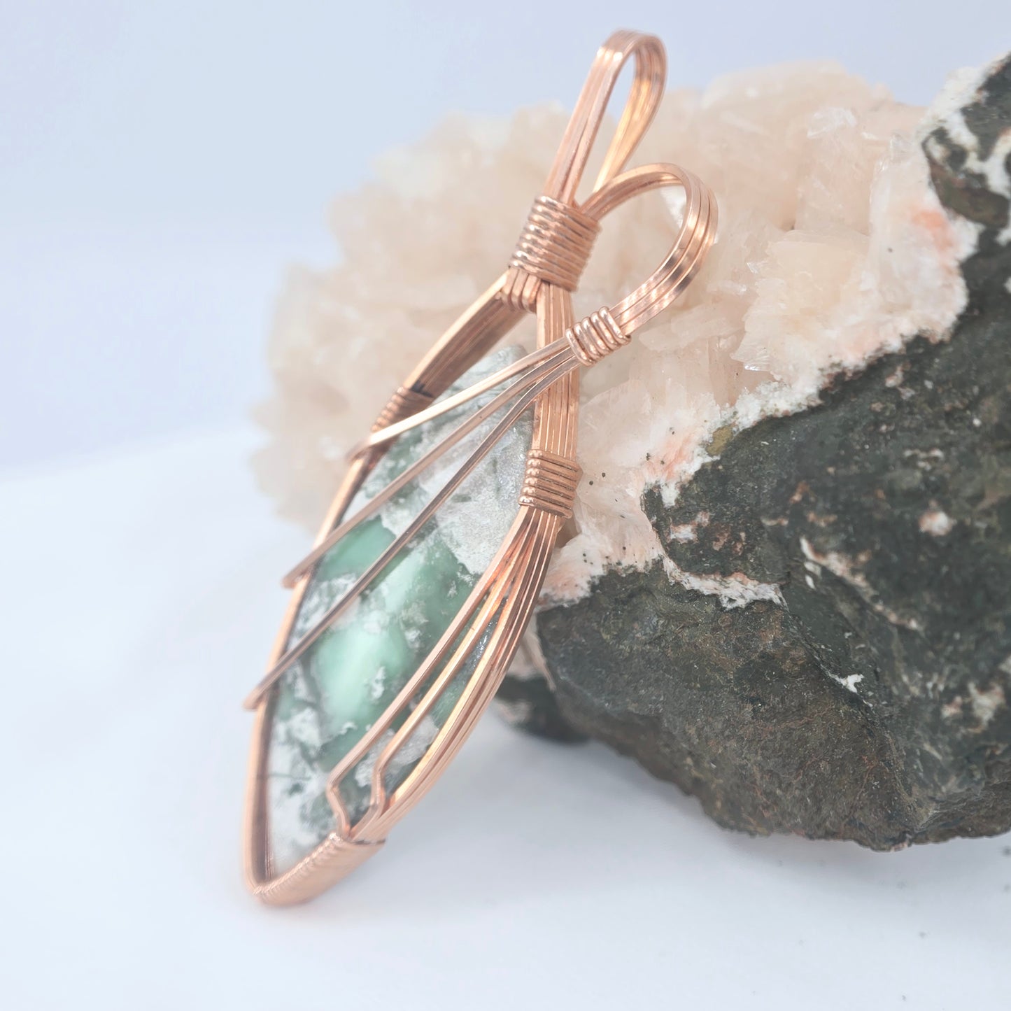 Variscite Pendant Wrapped In Copper