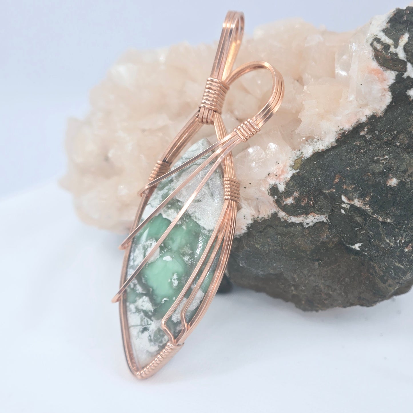 Variscite Pendant Wrapped In Copper