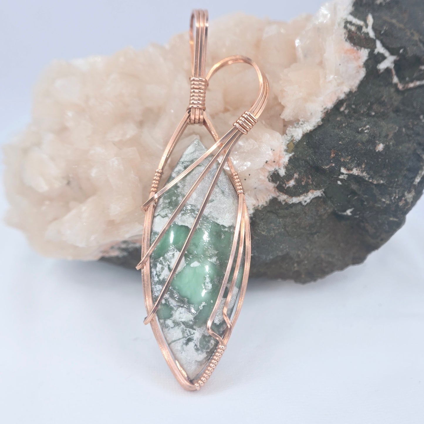 Variscite Pendant Wrapped In Copper