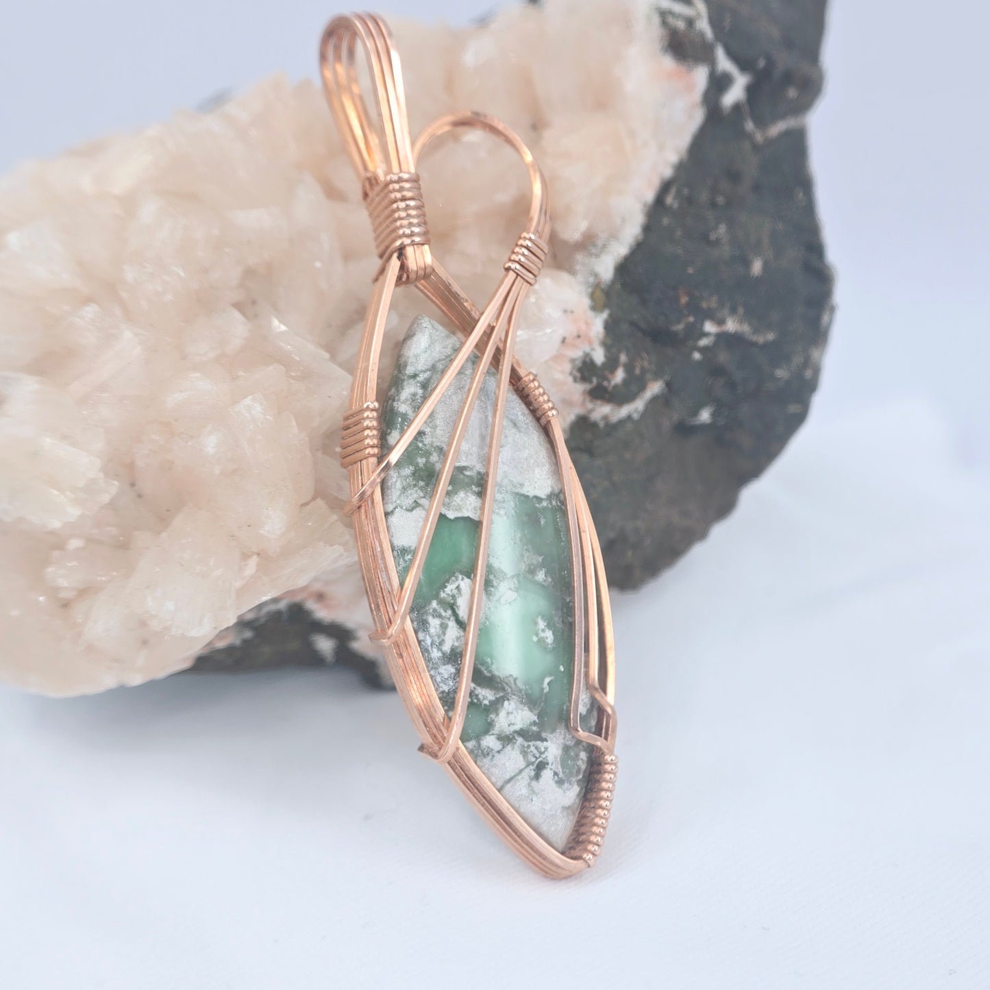Variscite Pendant Wrapped In Copper