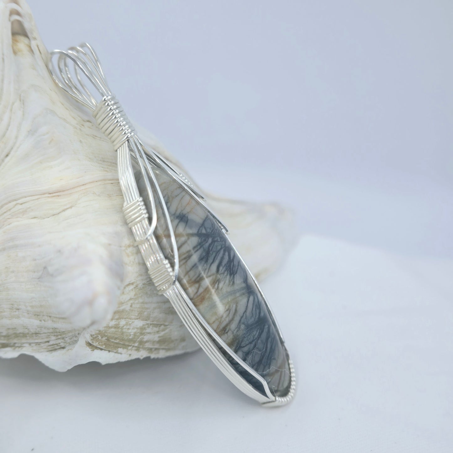 Picasso Jasper Pendant Wrapped In Sterling Silver