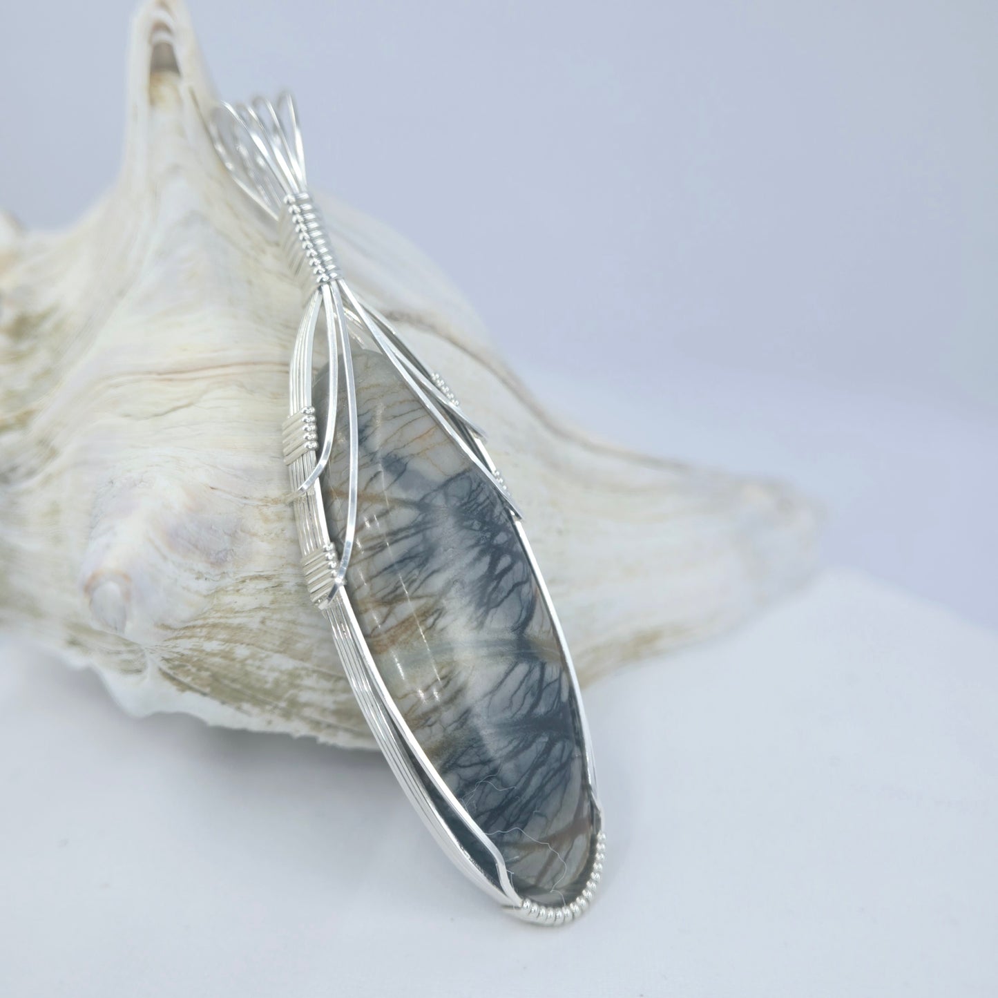 Picasso Jasper Pendant Wrapped In Sterling Silver