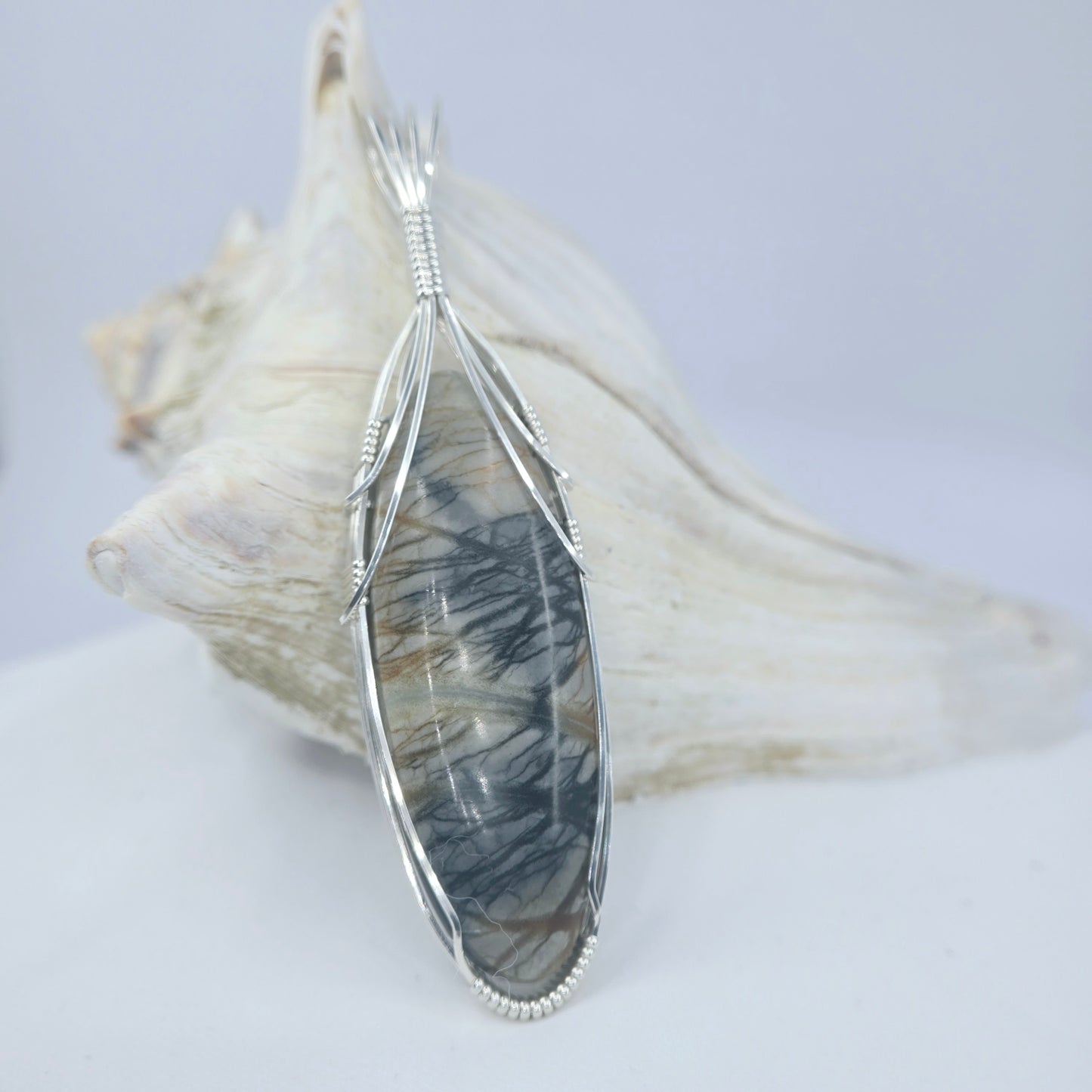 Picasso Jasper Pendant Wrapped In Sterling Silver
