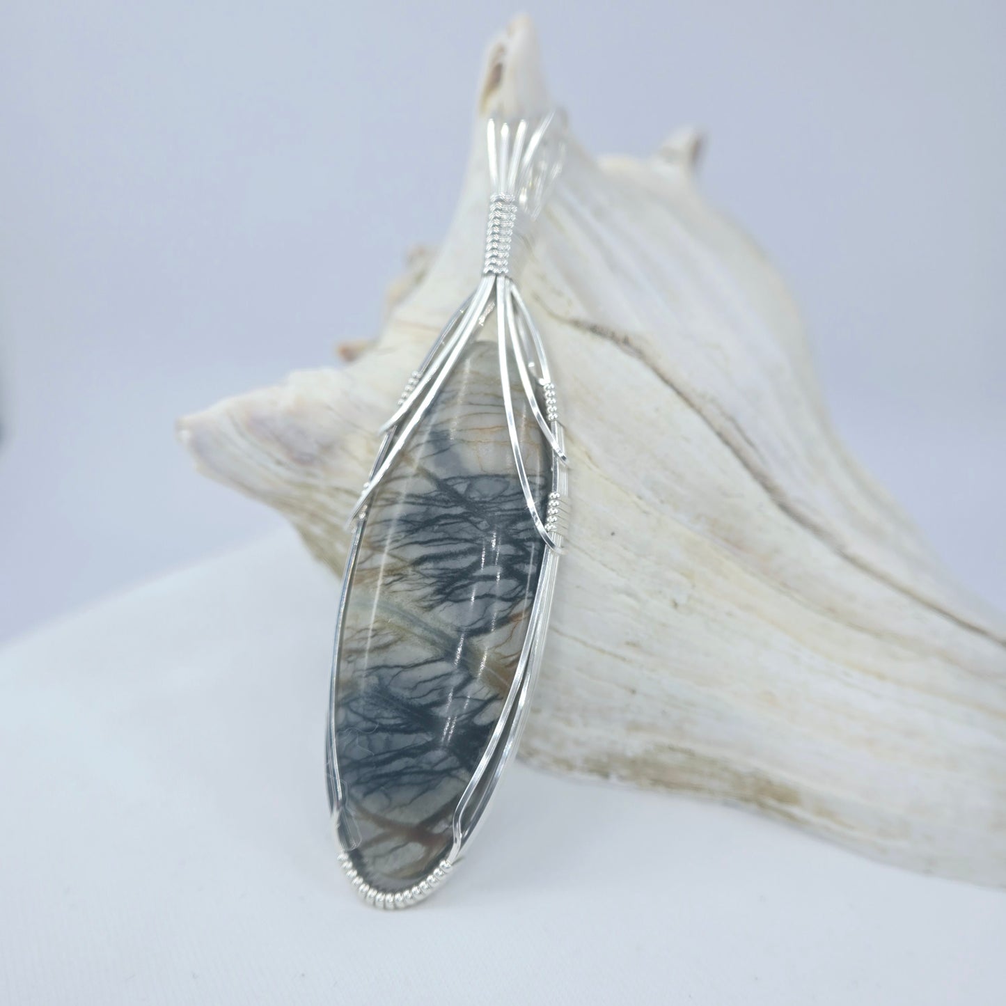 Picasso Jasper Pendant Wrapped In Sterling Silver