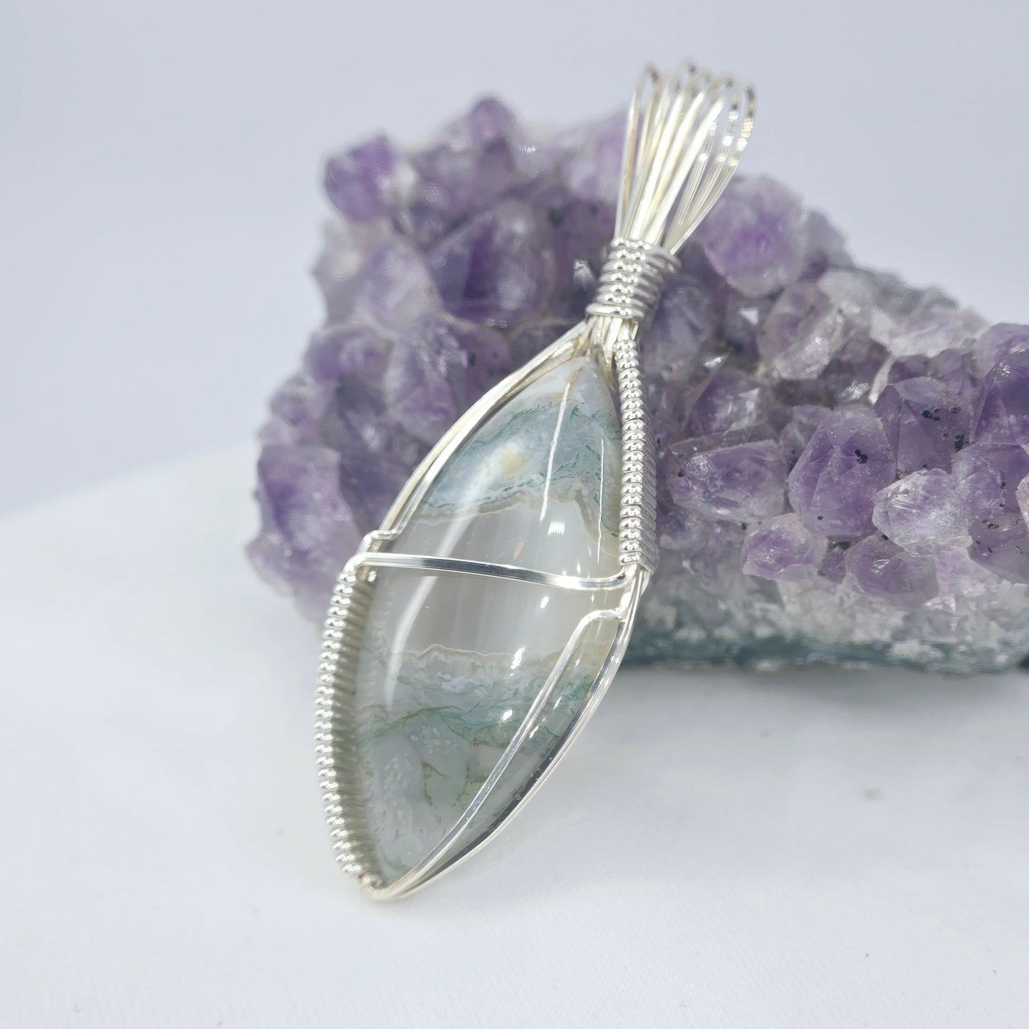 Green Variscite Pendant Wrapped In Sterling Silver
