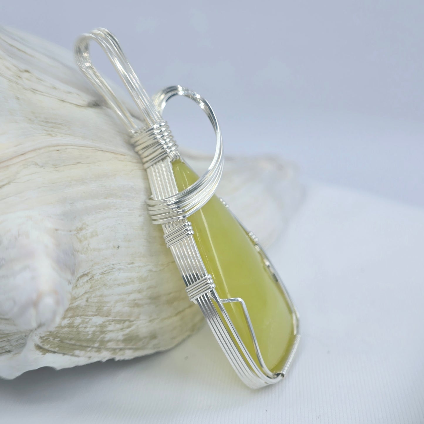 Northern California Serpentine Pendant Wrapped In Sterling Silver