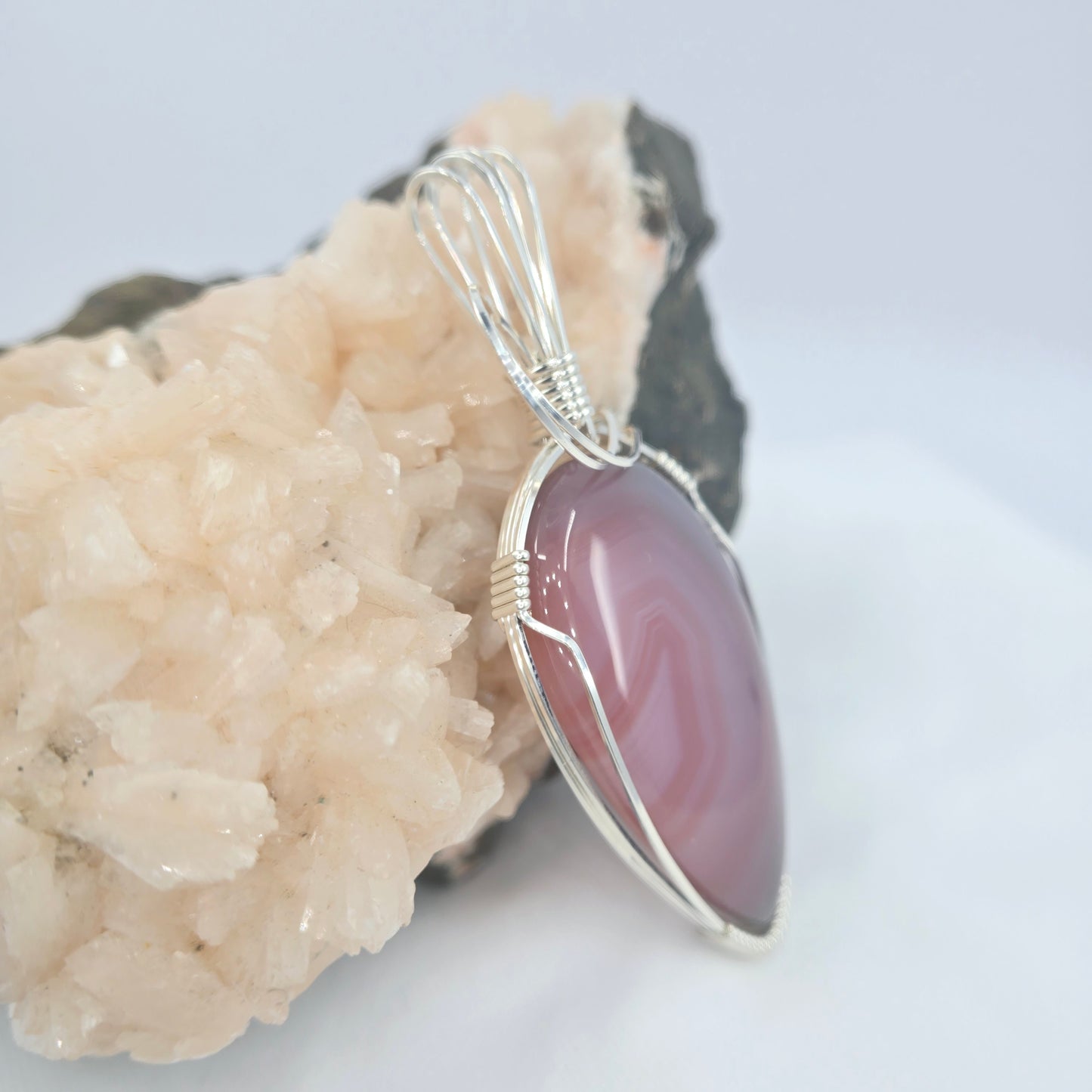 Red Bostwana Agate Pendant Wrapped In Sterling Silver