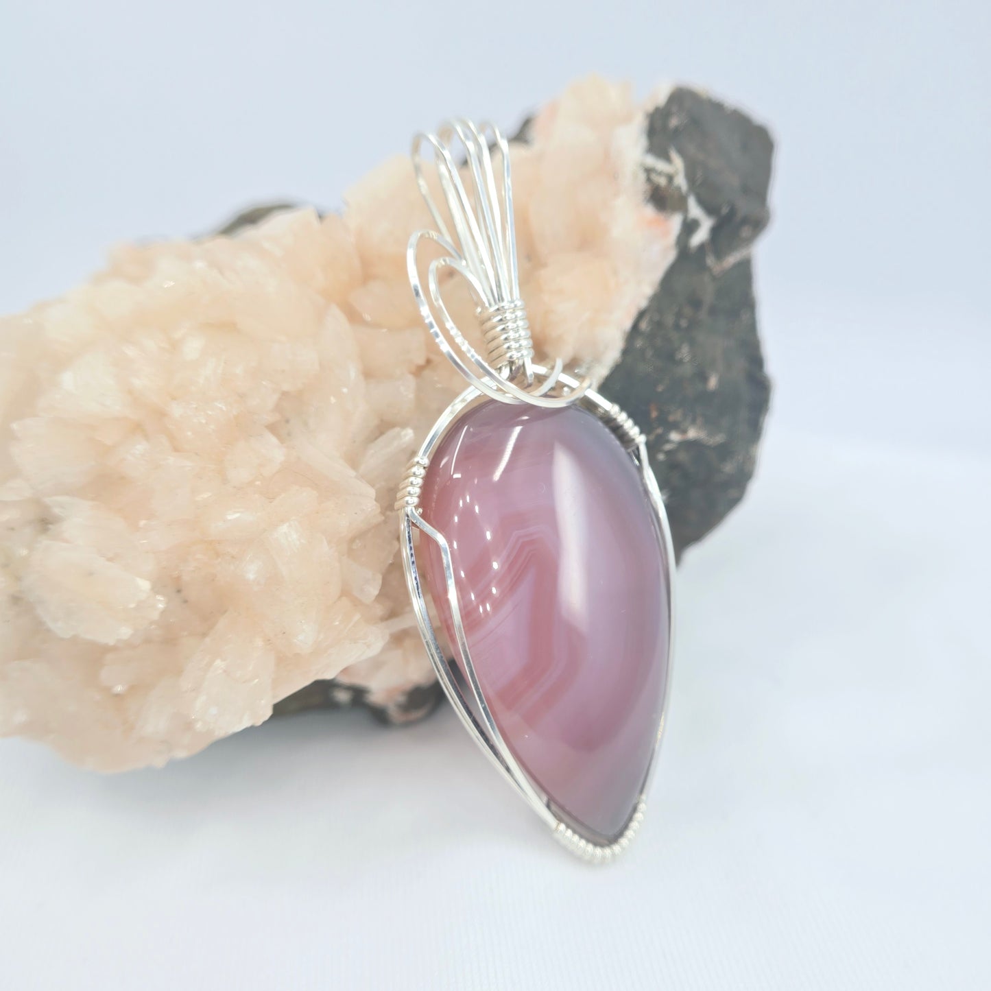 Red Bostwana Agate Pendant Wrapped In Sterling Silver