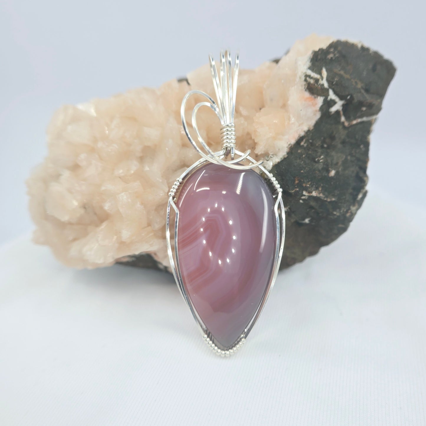 Red Bostwana Agate Pendant Wrapped In Sterling Silver
