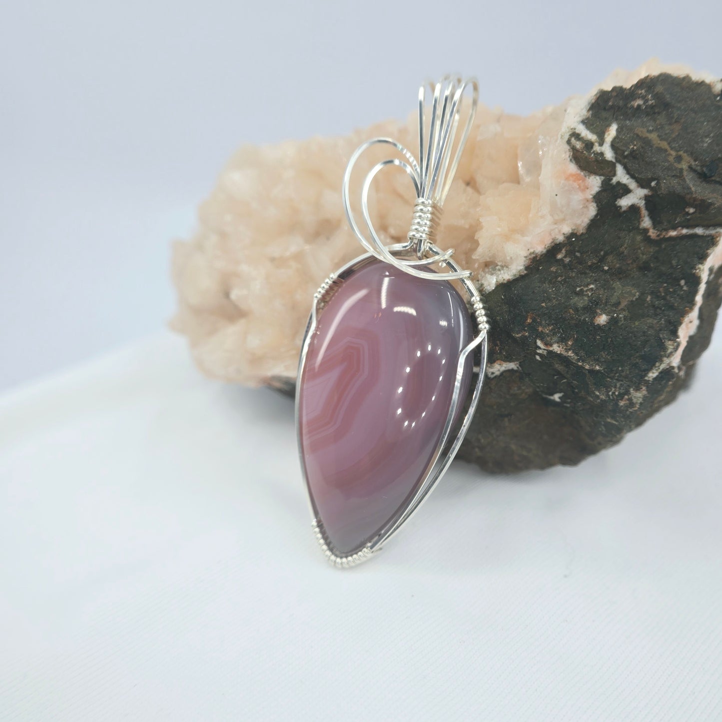 Red Bostwana Agate Pendant Wrapped In Sterling Silver