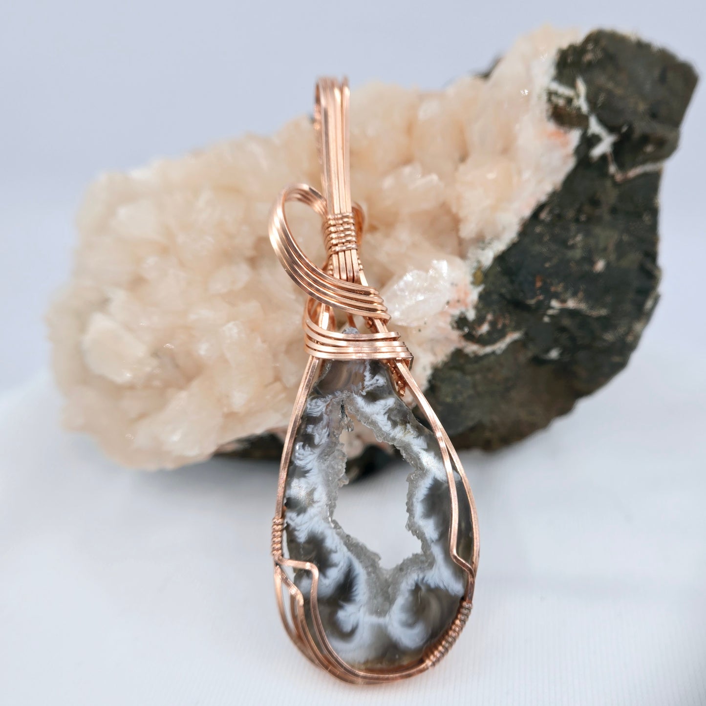 Oco Geode Slice Pendant Wrapped In Copper
