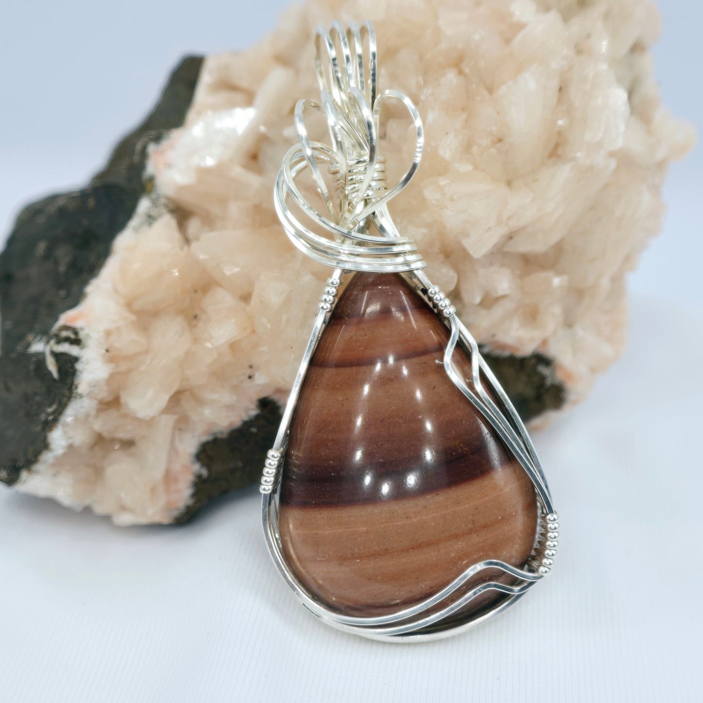 Mookaite Jasper Pendant Wrapped In Sterling Silver