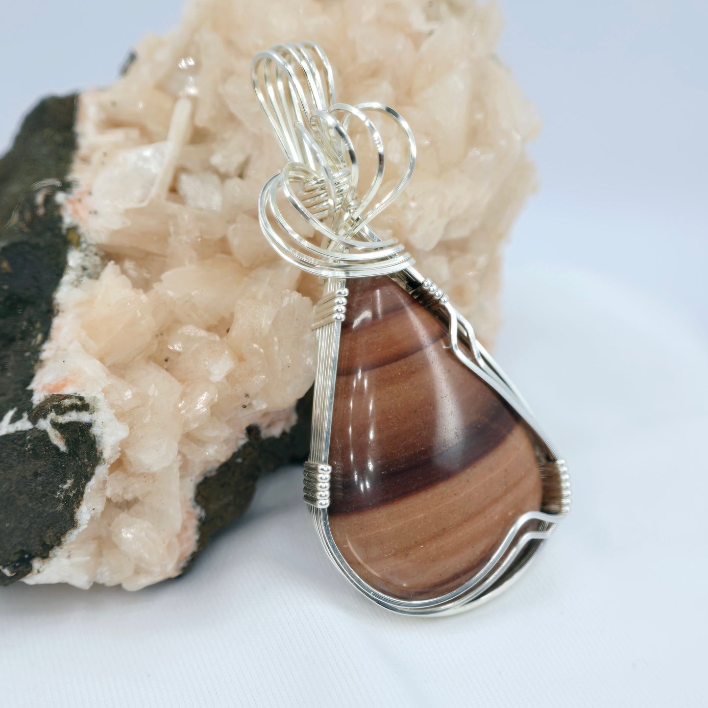 Mookaite Jasper Pendant Wrapped In Sterling Silver