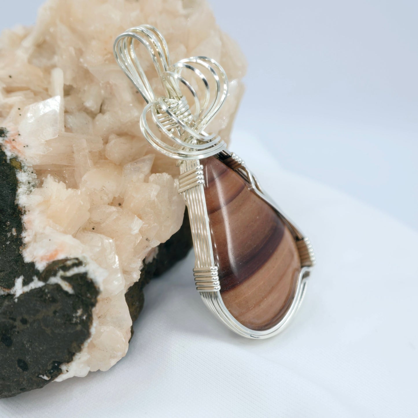 Mookaite Jasper Pendant Wrapped In Sterling Silver