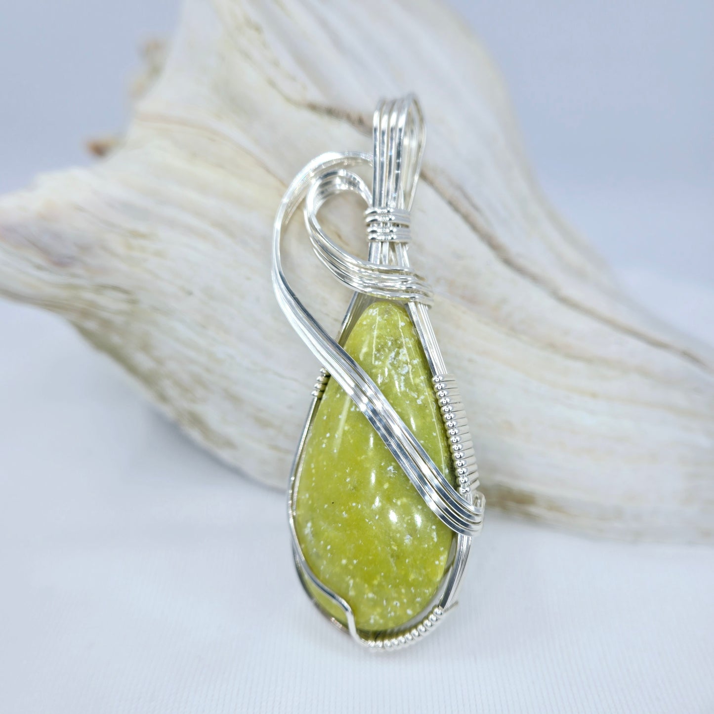 Northern California Serpentine Pendant Wrapped In Sterling Silver
