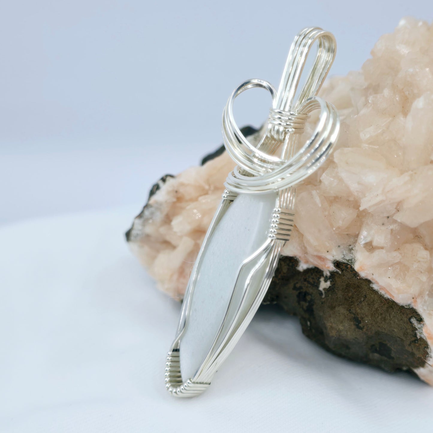 Peruvian Anhydrite Pendant Wrapped In Sterling Silver