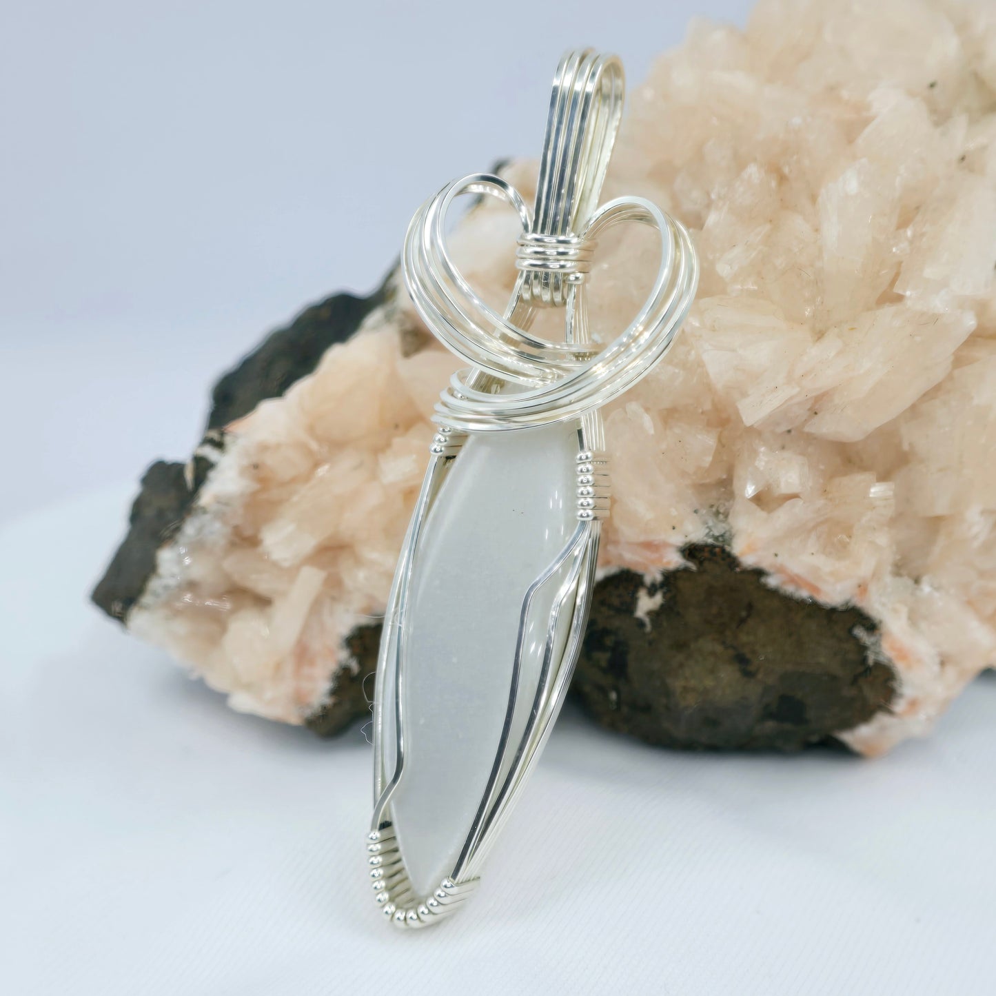 Peruvian Anhydrite Pendant Wrapped In Sterling Silver