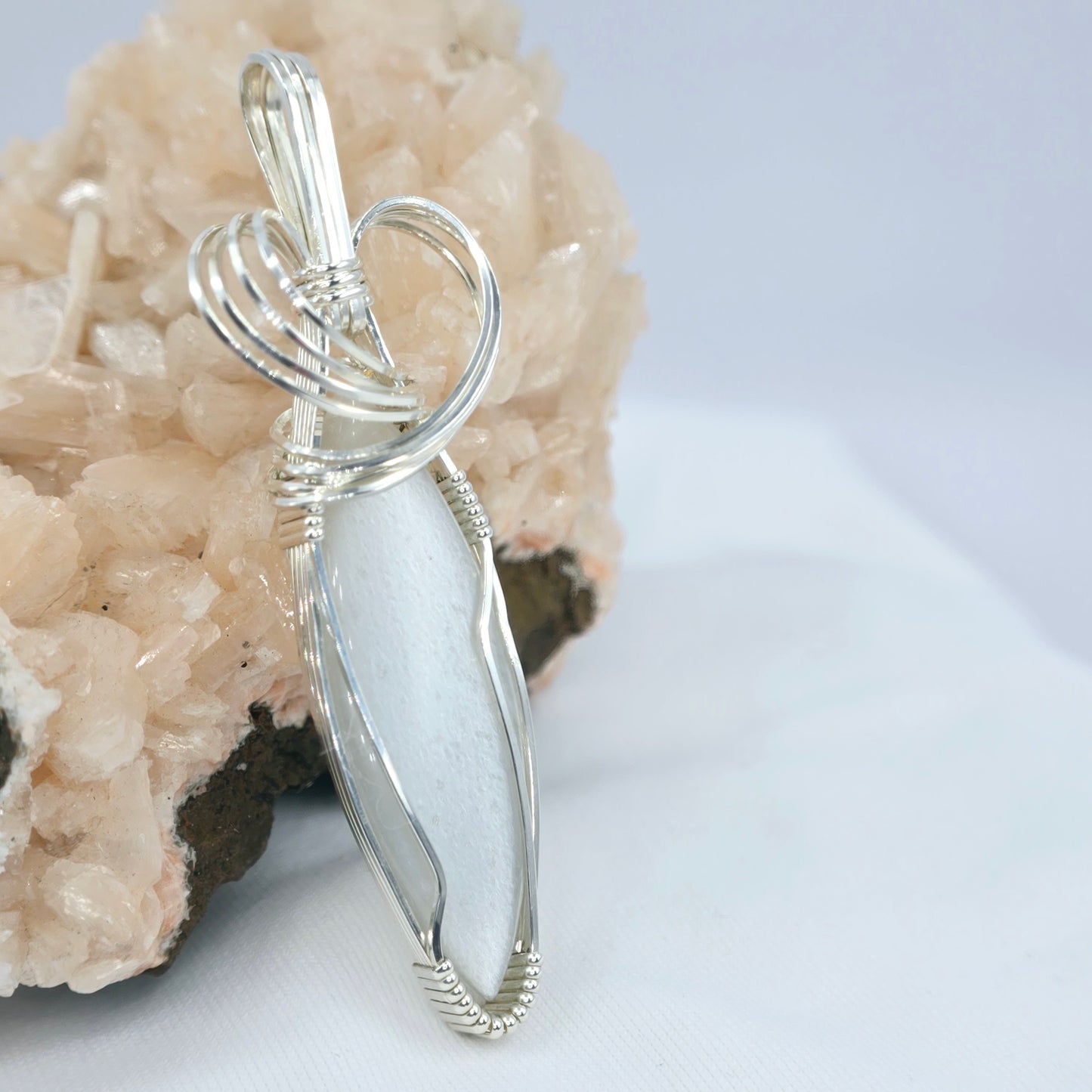 Peruvian Anhydrite Pendant Wrapped In Sterling Silver