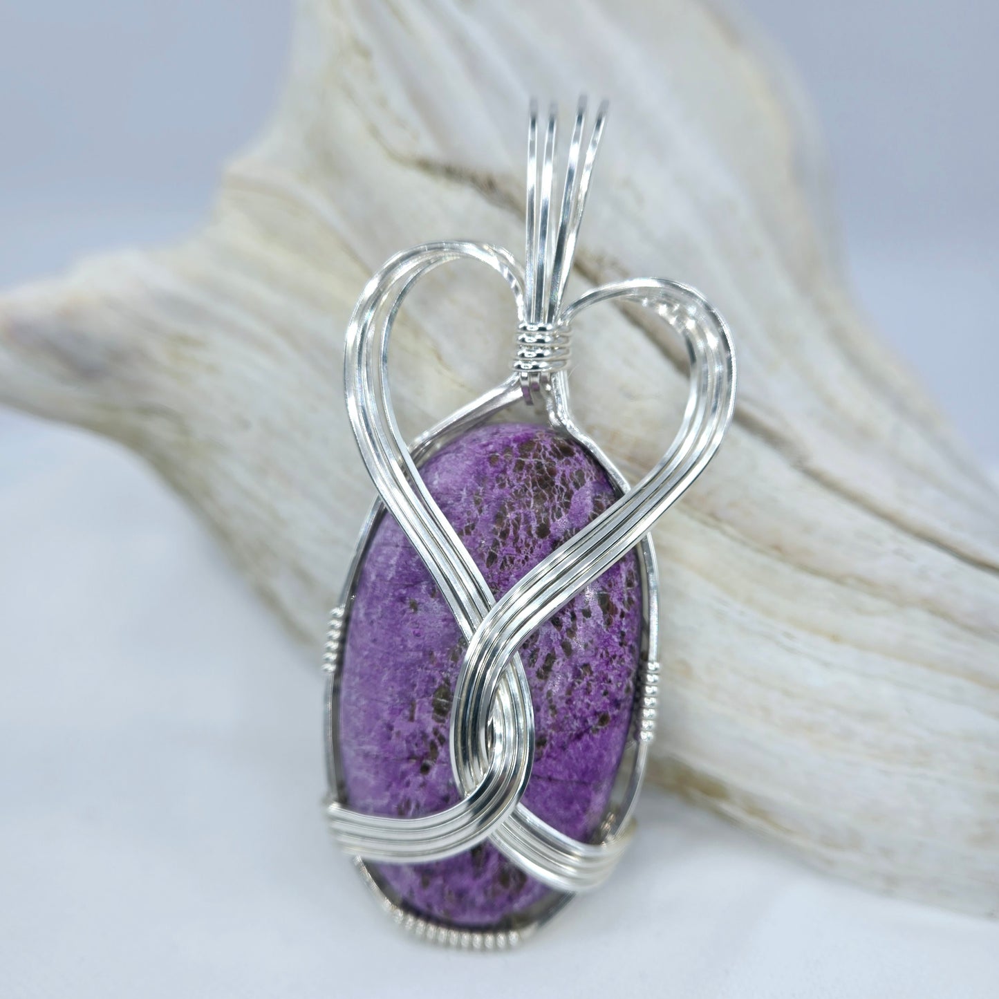 Purple Stichtite Pendant Wrapped In Sterling Silver