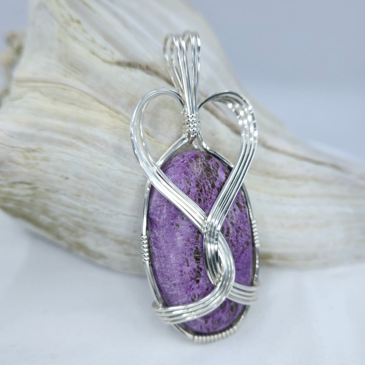 Purple Stichtite Pendant Wrapped In Sterling Silver