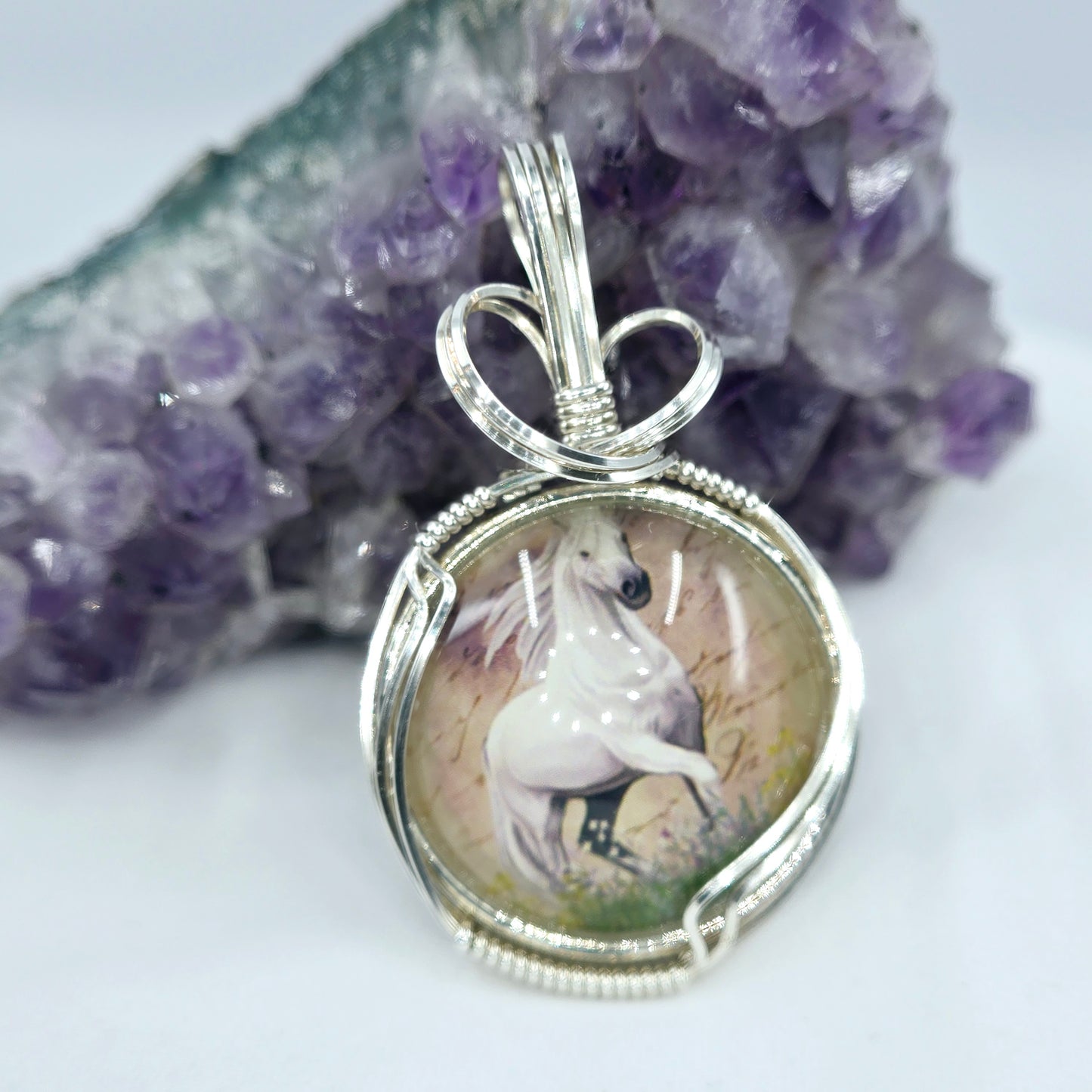 Wild Horse Pendant Wrapped In Sterling Silver