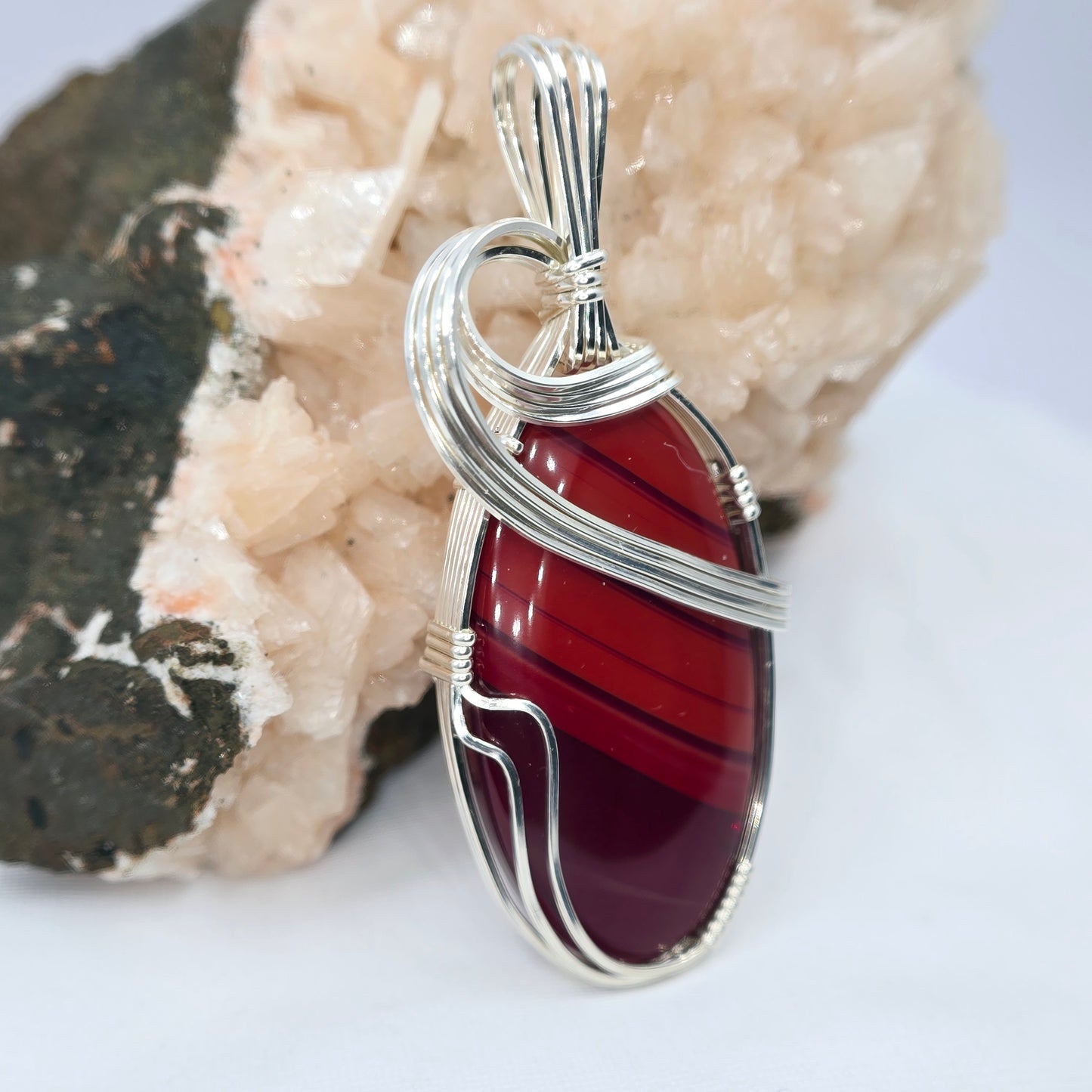 Arizona Rosarita Pendant Wrapped In Sterling Silver
