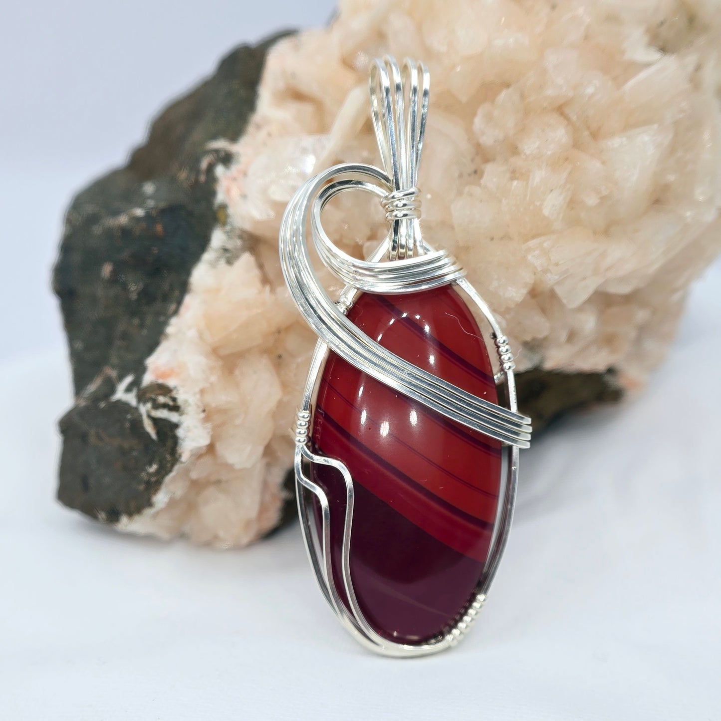 Arizona Rosarita Pendant Wrapped In Sterling Silver