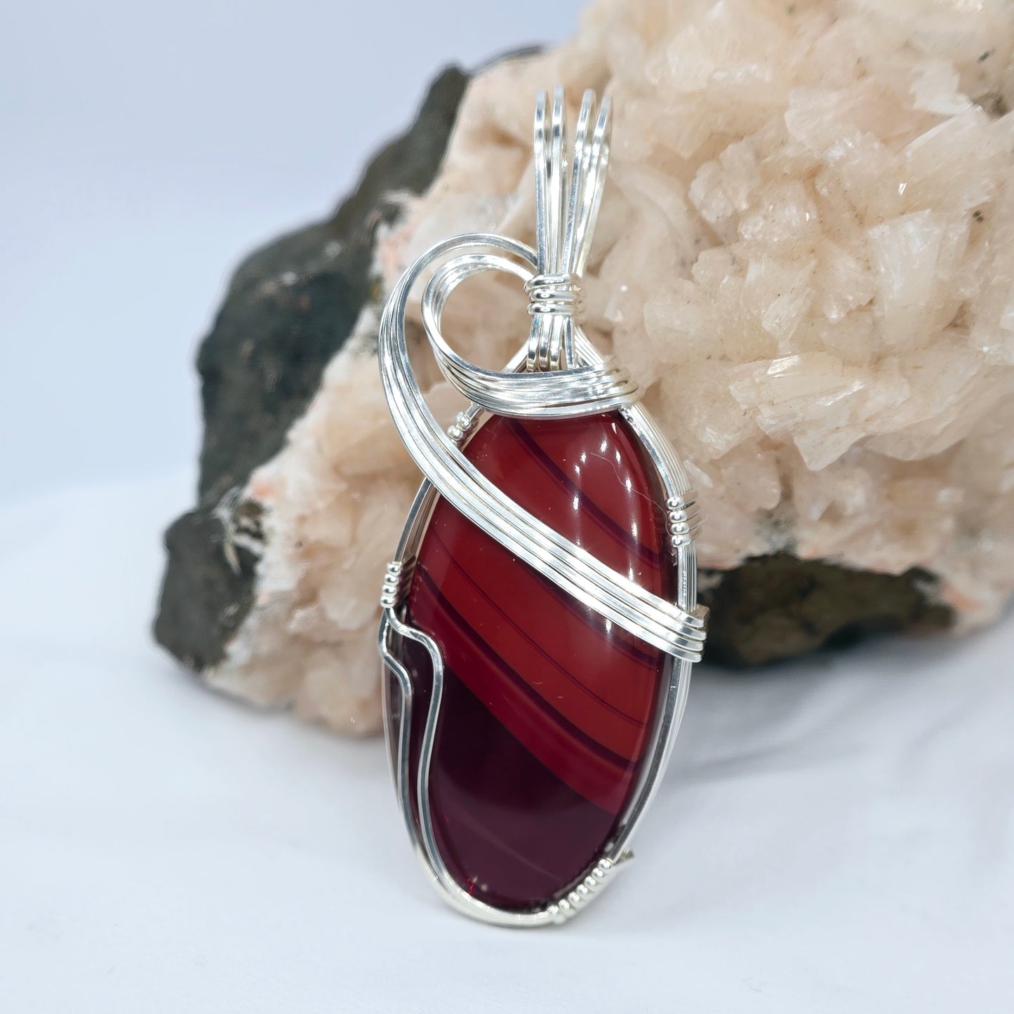Arizona Rosarita Pendant Wrapped In Sterling Silver