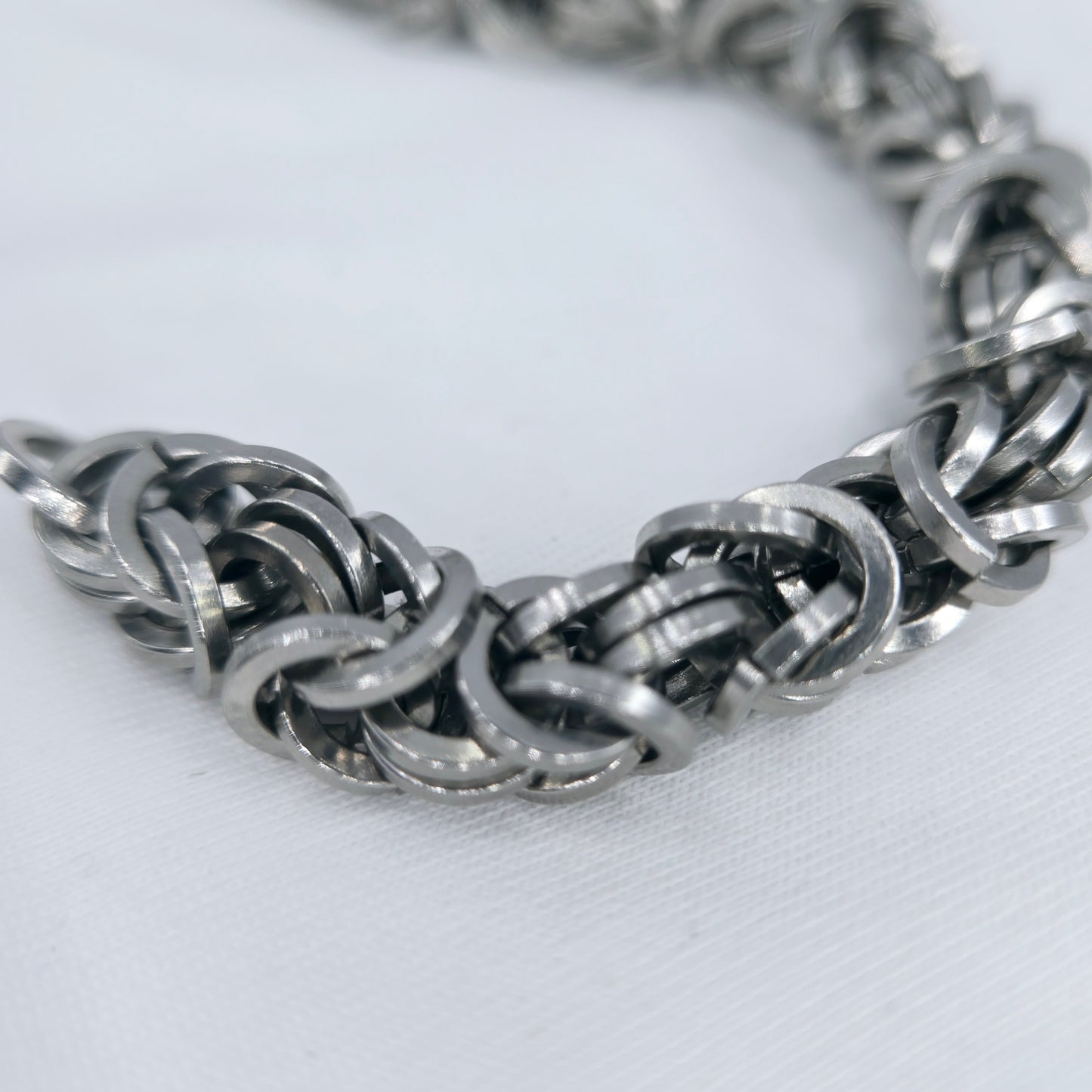 Byzantine Bracelet, Square Wire Stainless Steel Rings