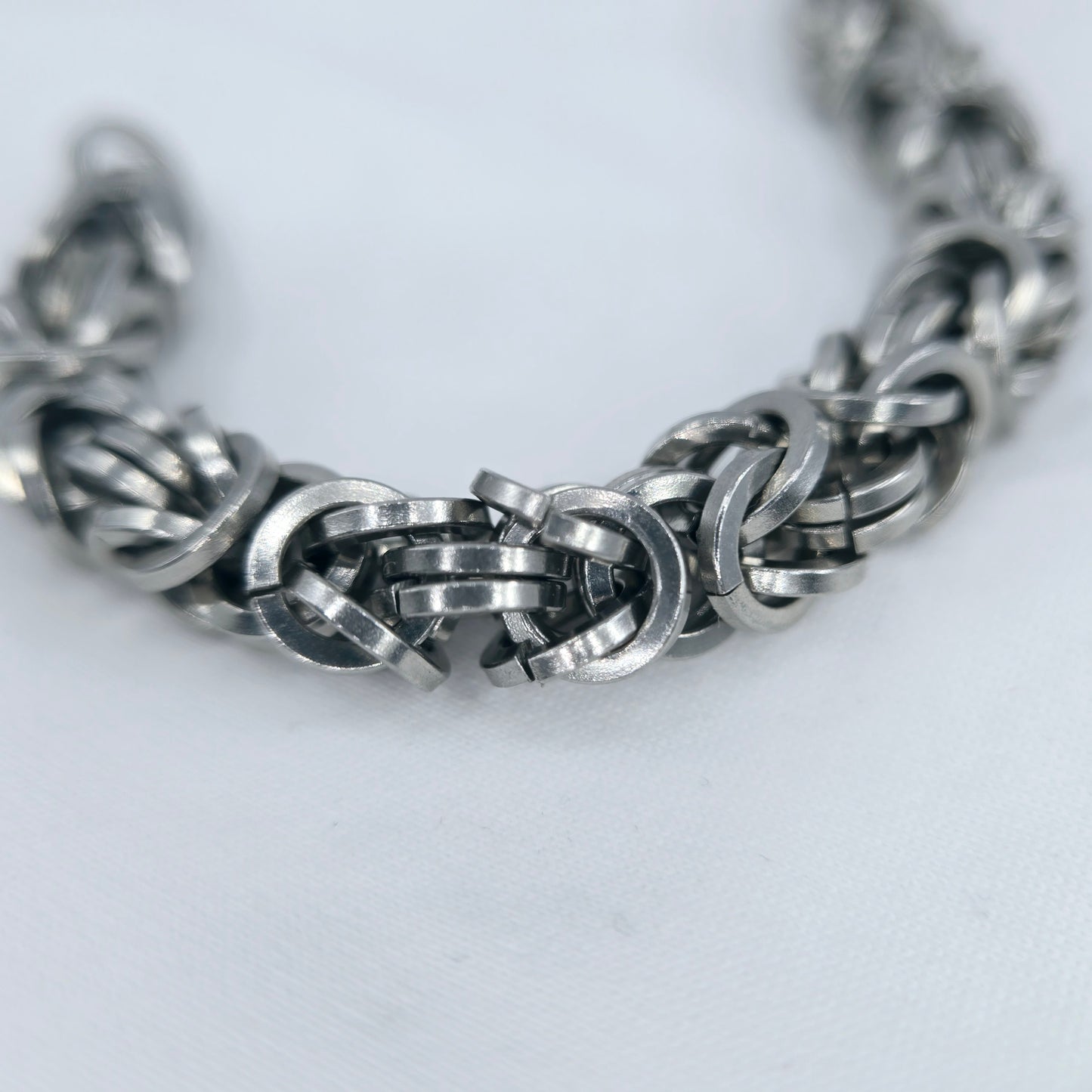Byzantine Bracelet, Square Wire Stainless Steel Rings