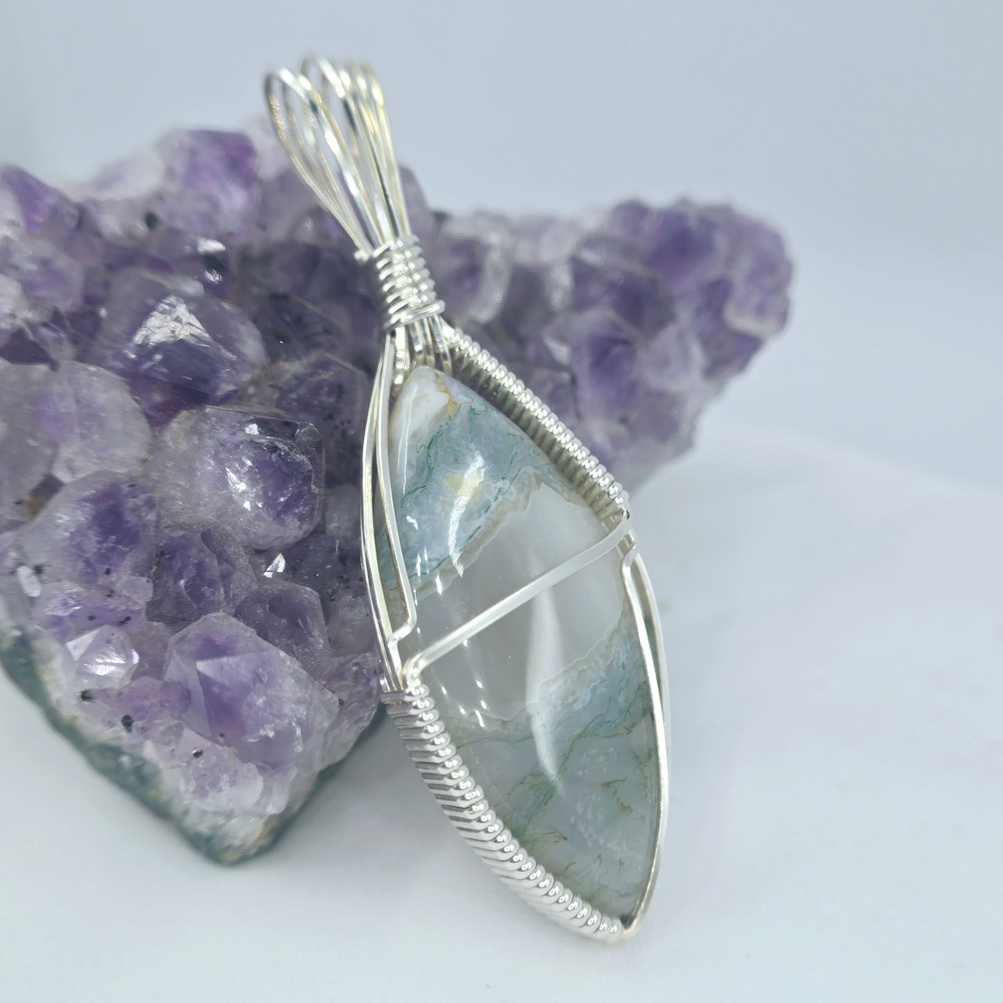 Green Variscite Pendant Wrapped In Sterling Silver