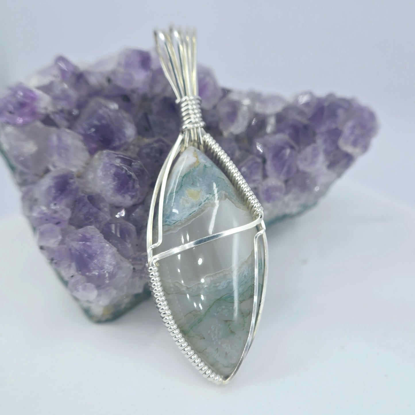 Green Variscite Pendant Wrapped In Sterling Silver