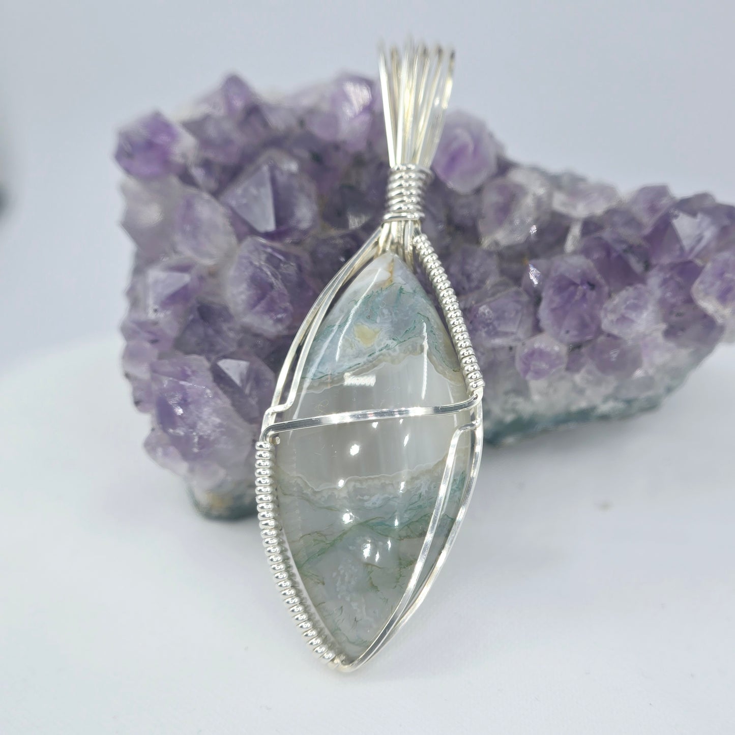 Green Variscite Pendant Wrapped In Sterling Silver