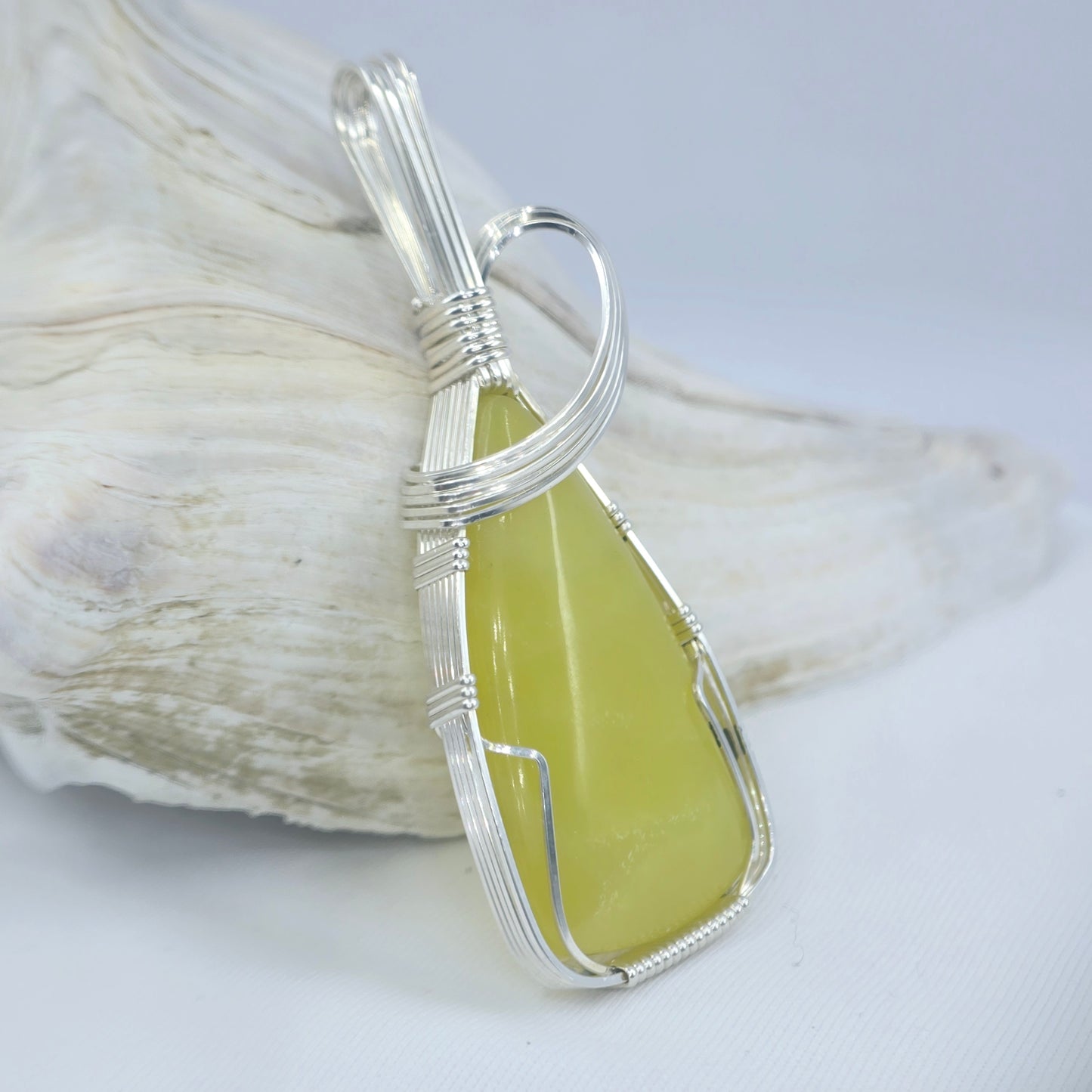 Northern California Serpentine Pendant Wrapped In Sterling Silver