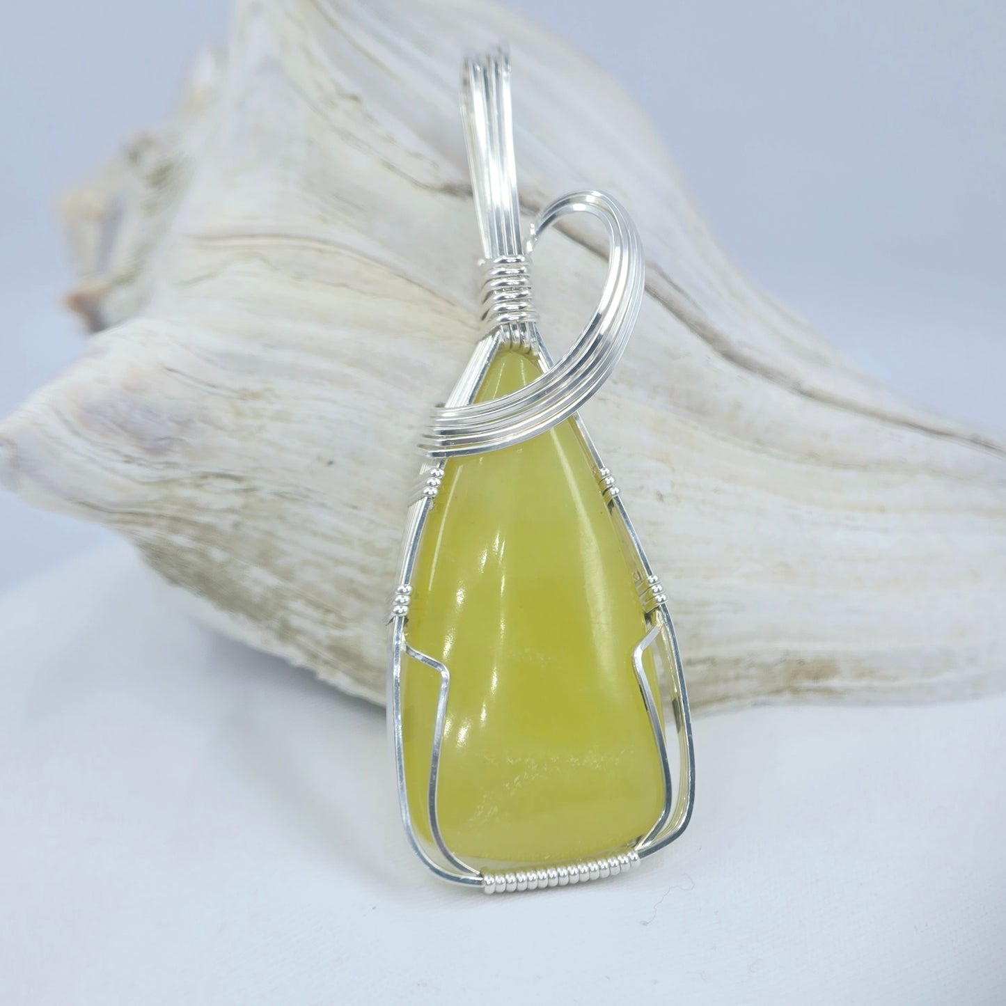 Northern California Serpentine Pendant Wrapped In Sterling Silver