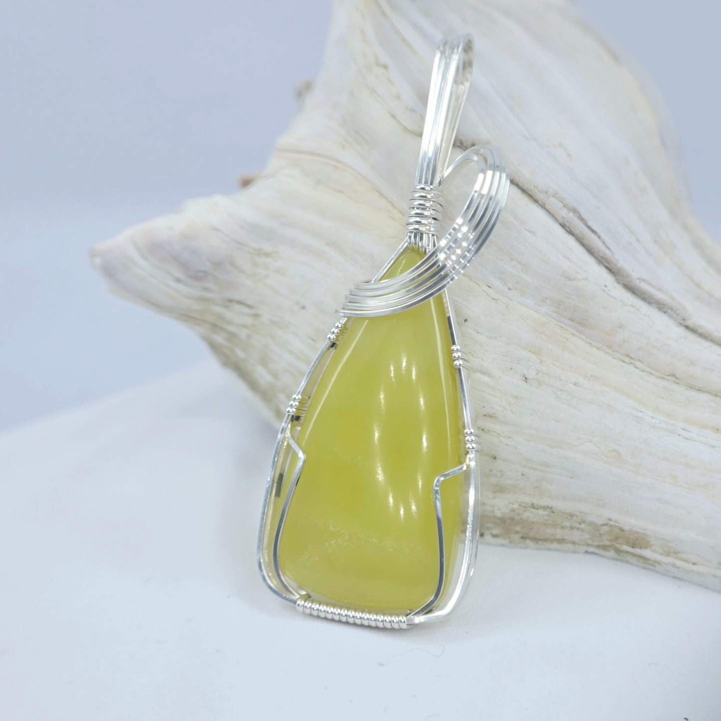 Northern California Serpentine Pendant Wrapped In Sterling Silver