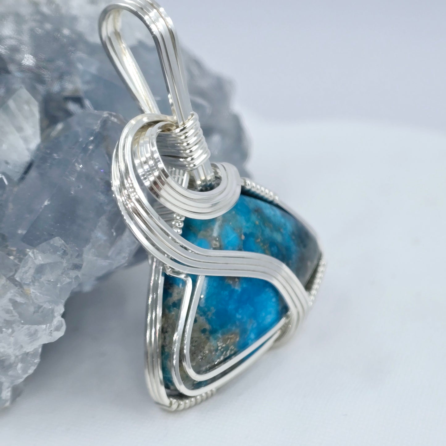 Kingman Turquoise Pendant Wrapped In Sterling Silver