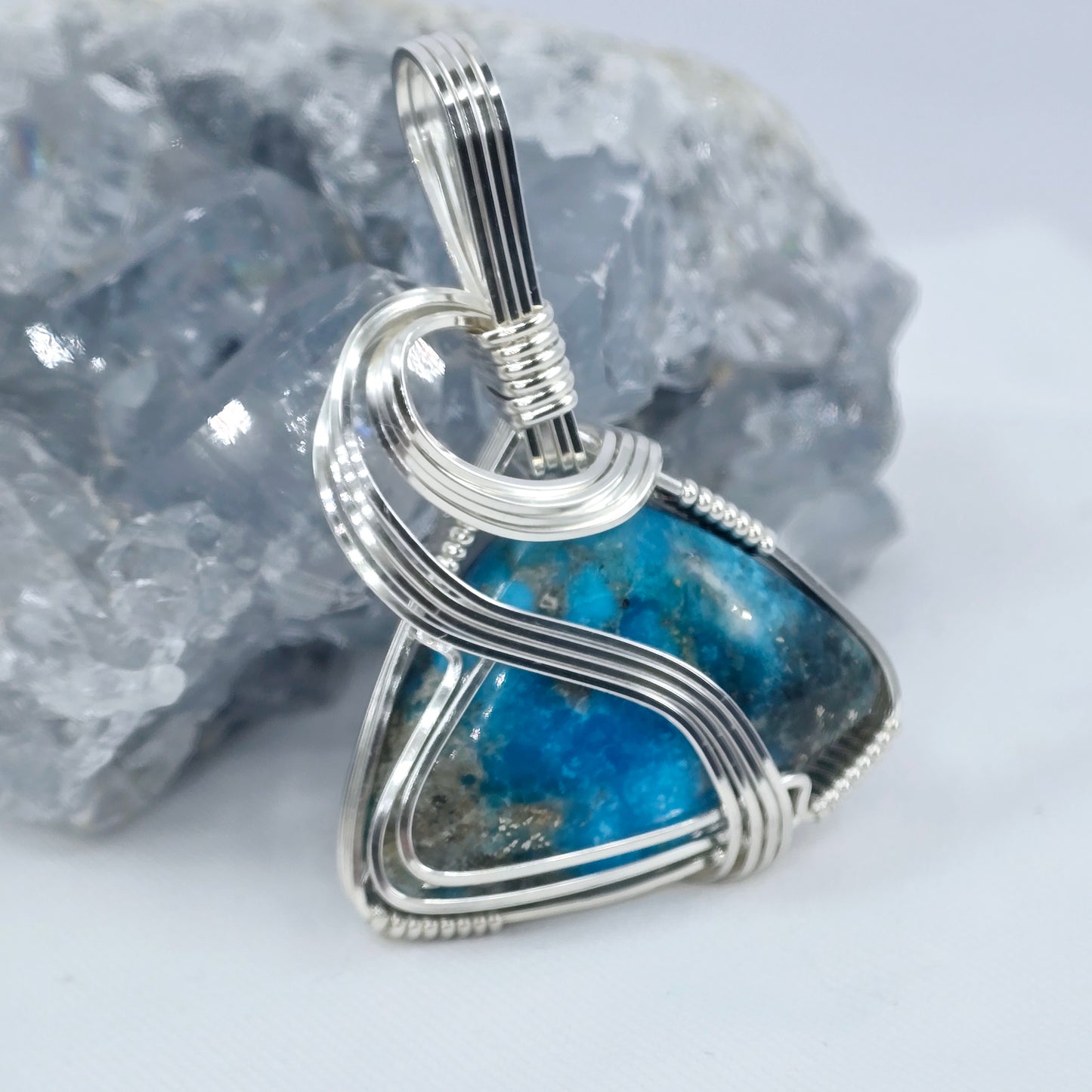 Kingman Turquoise Pendant Wrapped In Sterling Silver