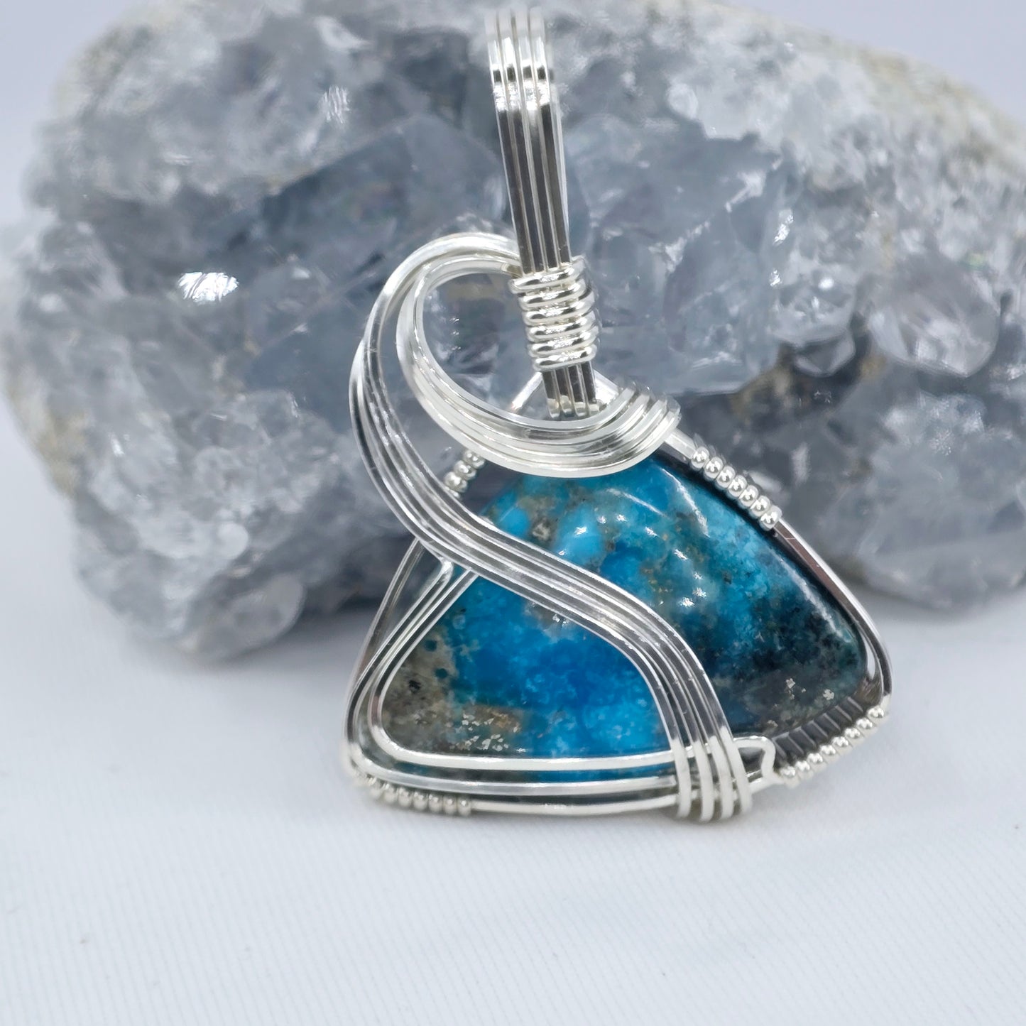 Kingman Turquoise Pendant Wrapped In Sterling Silver