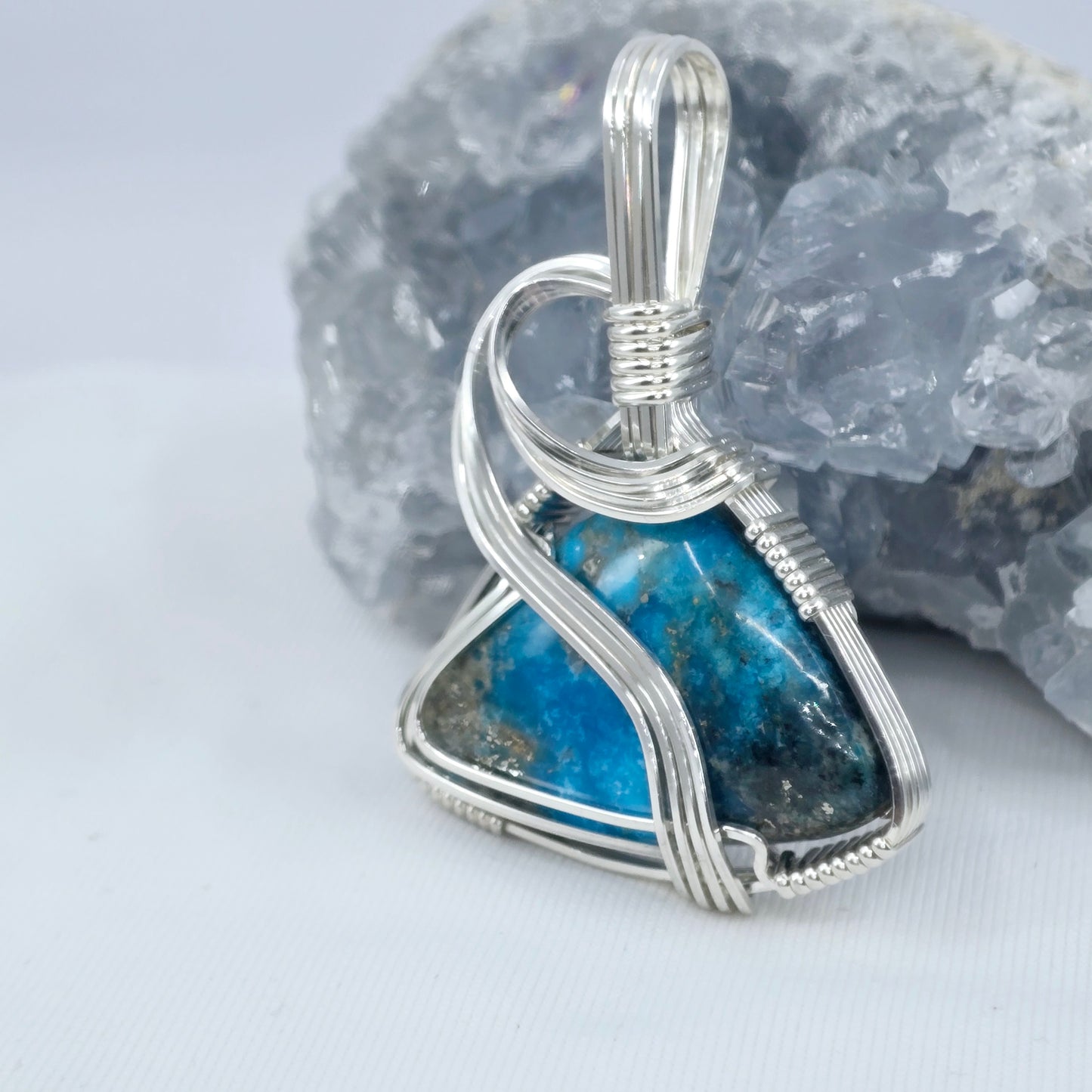 Kingman Turquoise Pendant Wrapped In Sterling Silver
