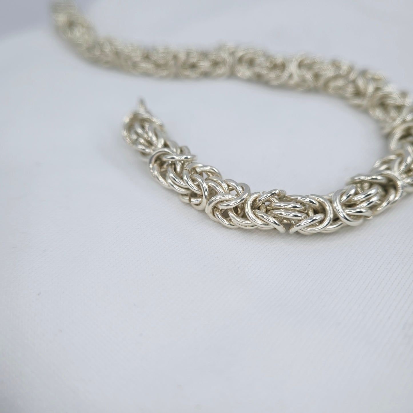 Byzantine Bracelet, 0.925 Sterling Silver 8" 18ga 7/32" rings