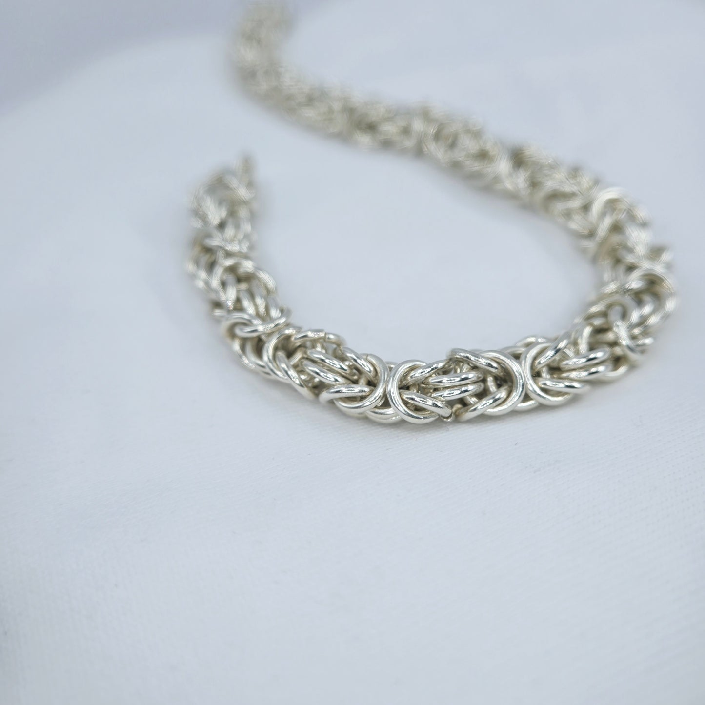 Byzantine Bracelet, 0.925 Sterling Silver 8" 18ga 7/32" rings