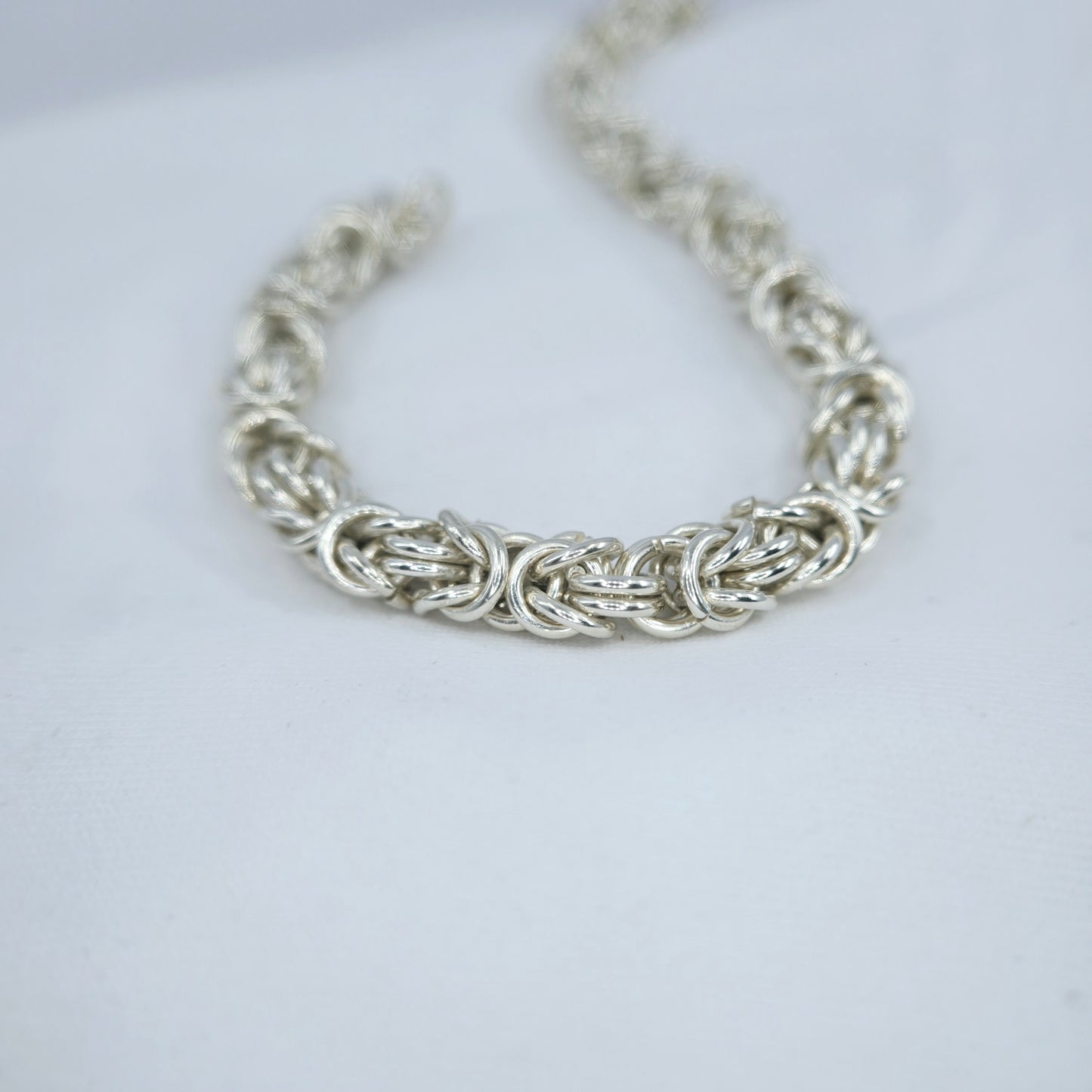 Byzantine Bracelet, 0.925 Sterling Silver 8" 18ga 7/32" rings