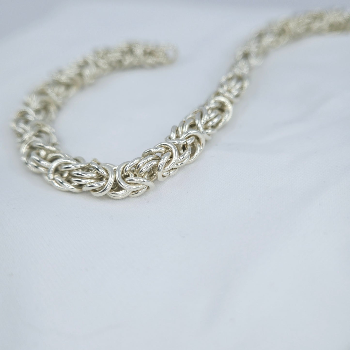 Byzantine Bracelet, 0.925 Sterling Silver 8" 18ga 7/32" rings